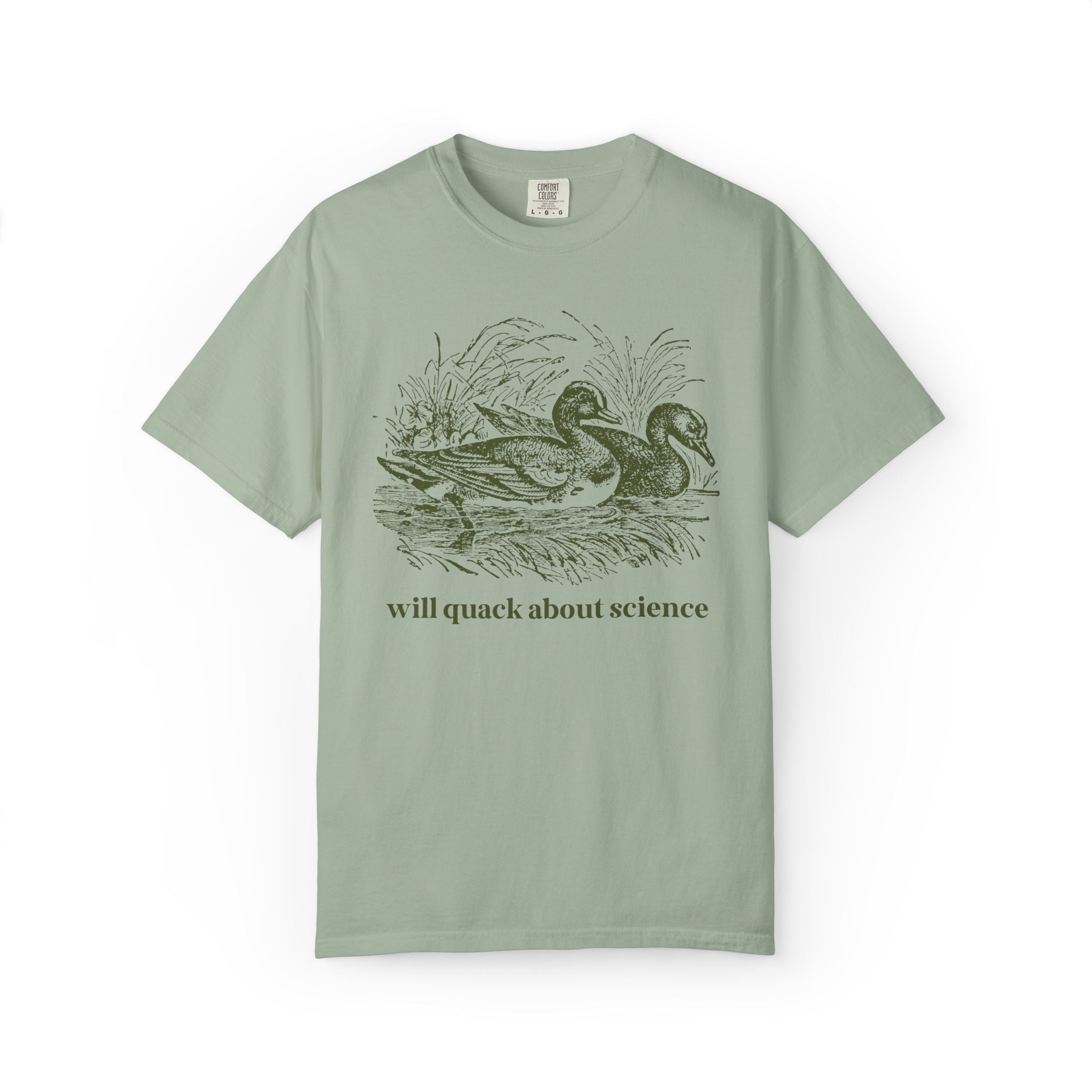 Will Quack About Science: Funny Sarcastic Matching High School Teacher T-Shirt with Cottagecore Ducks, Silly College Professor Tee - Opal and June