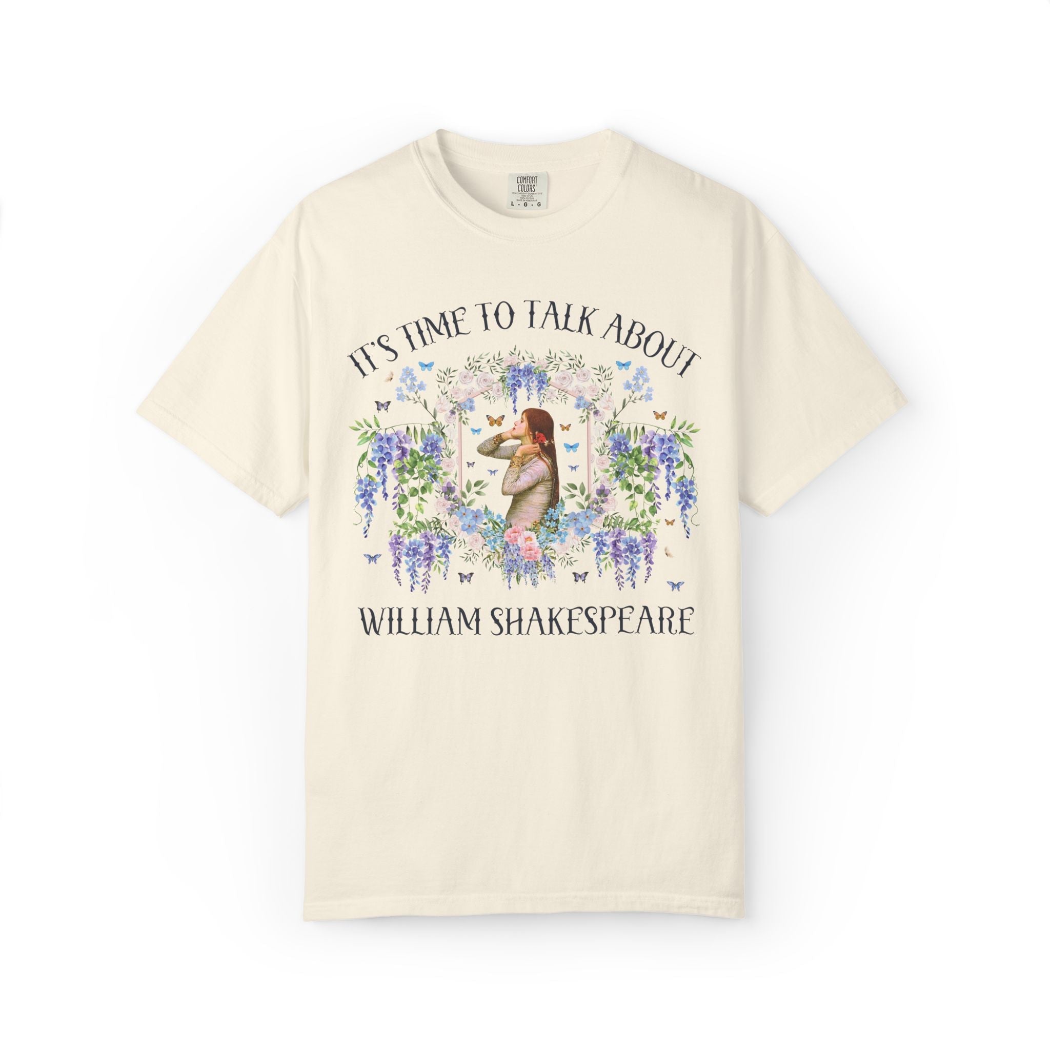 William Shakespeare Book Lover Tee Shirt for Classic Literature Bookworm, Hamlet or Art History Lover, Ophelia by John William Waterhouse - Opal and June