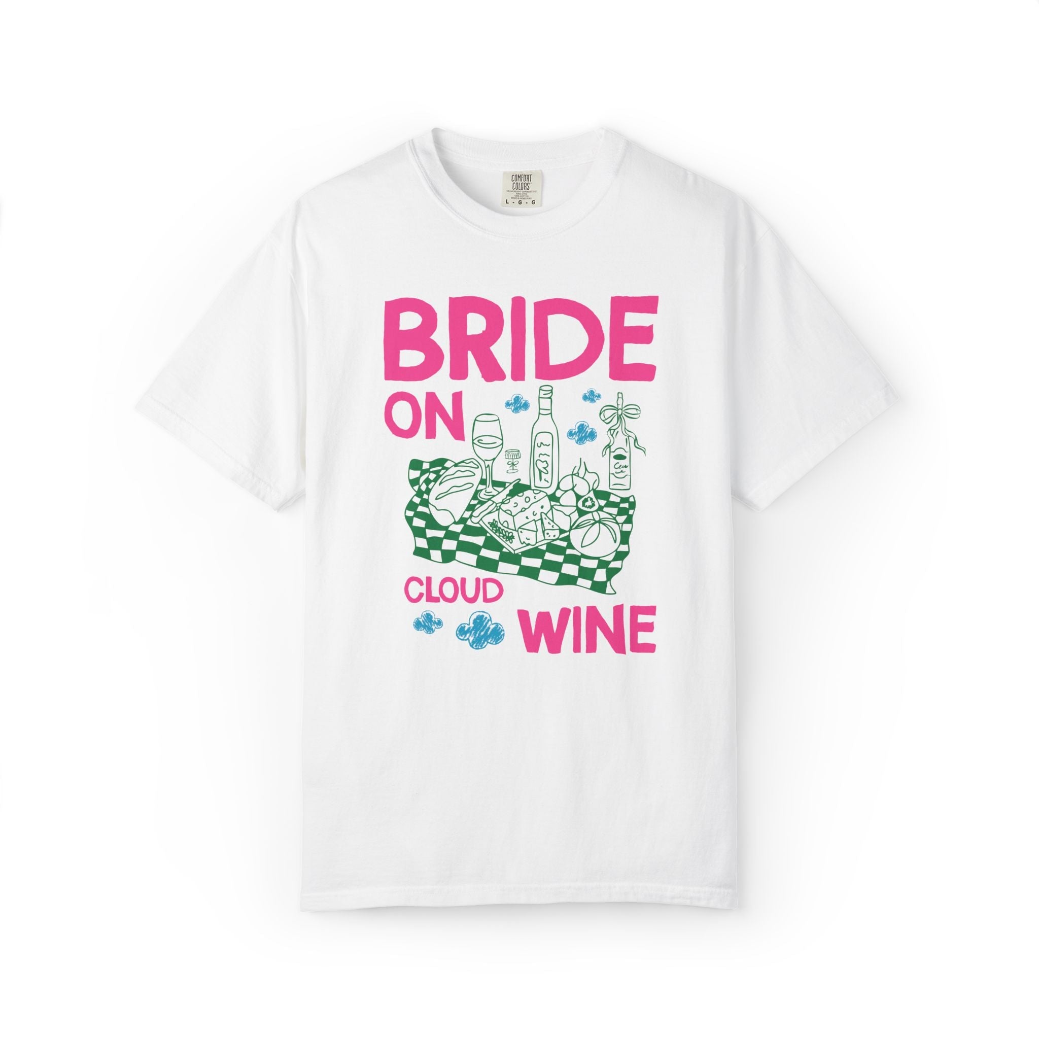 Wine Bachelorette Tee Shirt for Bride and Bridesmaids, Maid of Honor: Bride on Cloud Wine Funny Vintage Aesthetic Bridal Drinking T-Shirt - Opal and June