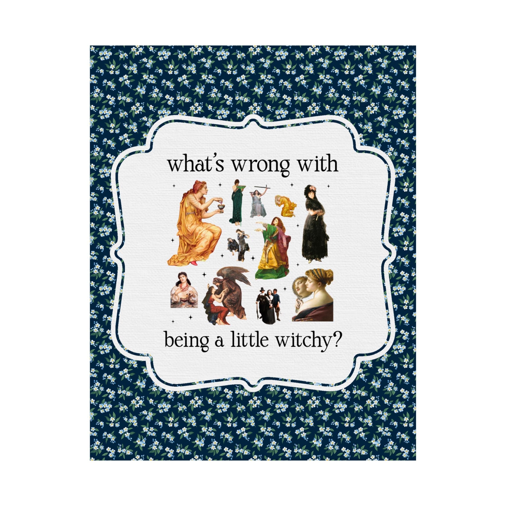 Witch Art History Lover Poster Print with Famous Paintings, Pre-Raphaelite and 19th Century Art Historian Decor, Halloween or Spooky Season - Opal and June
