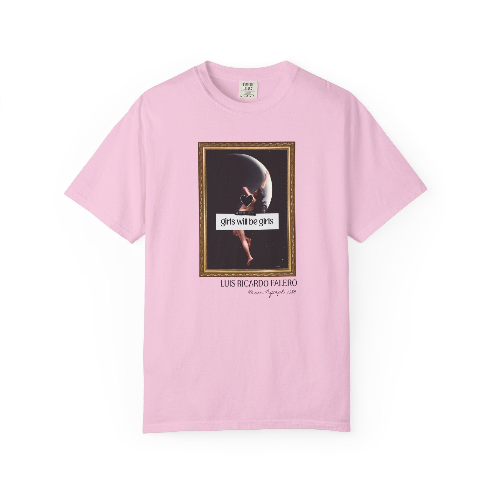 Witchy Art History Tee Shirt for Art Historian, Moon Nymph by Luis Ricardo Falero, Girls Will Be Girls Spooky Feminist Tee for Halloween - Opal and June