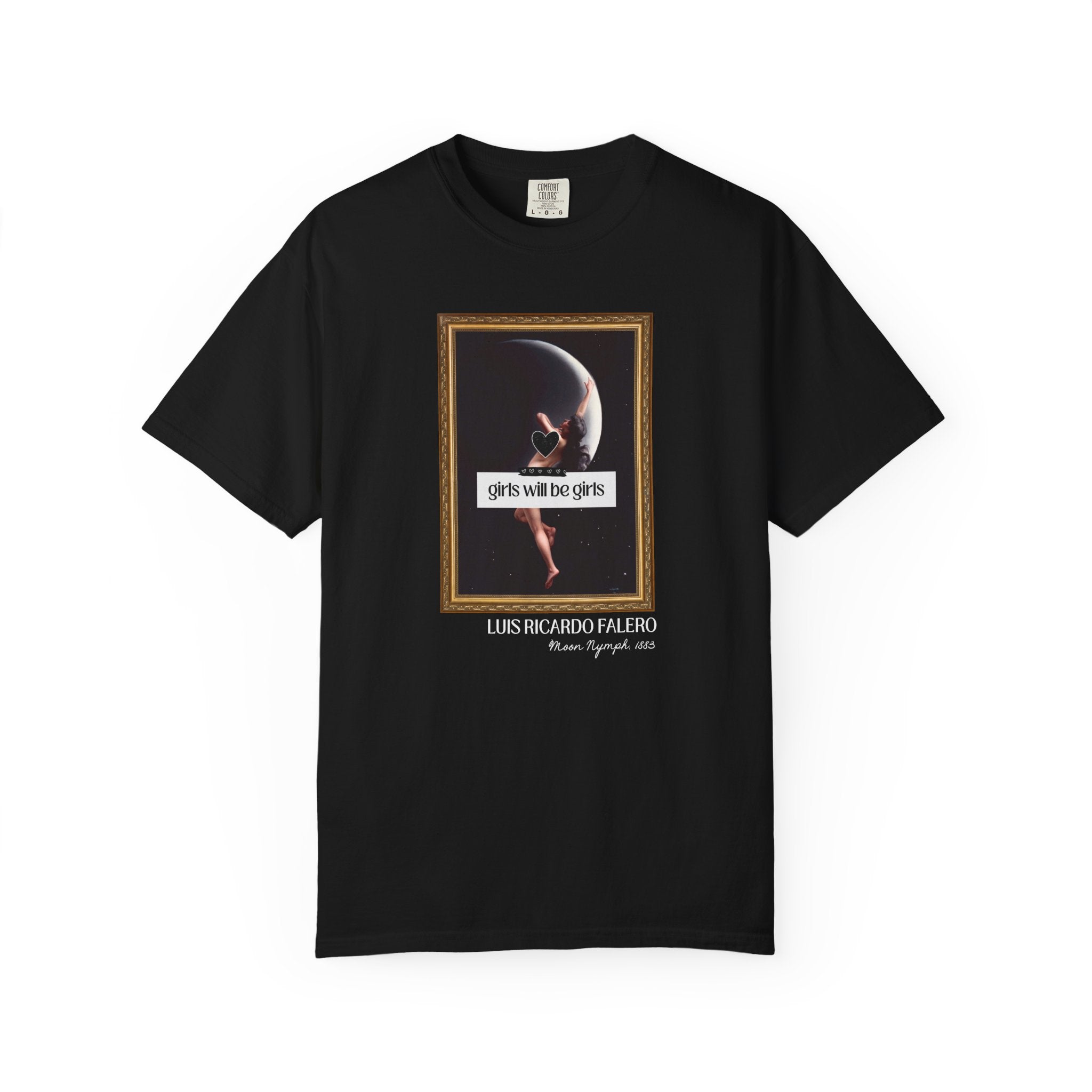 Witchy Art History Tee Shirt for Art Historian, Moon Nymph by Luis Ricardo Falero, Girls Will Be Girls Spooky Feminist Tee for Halloween - Opal and June