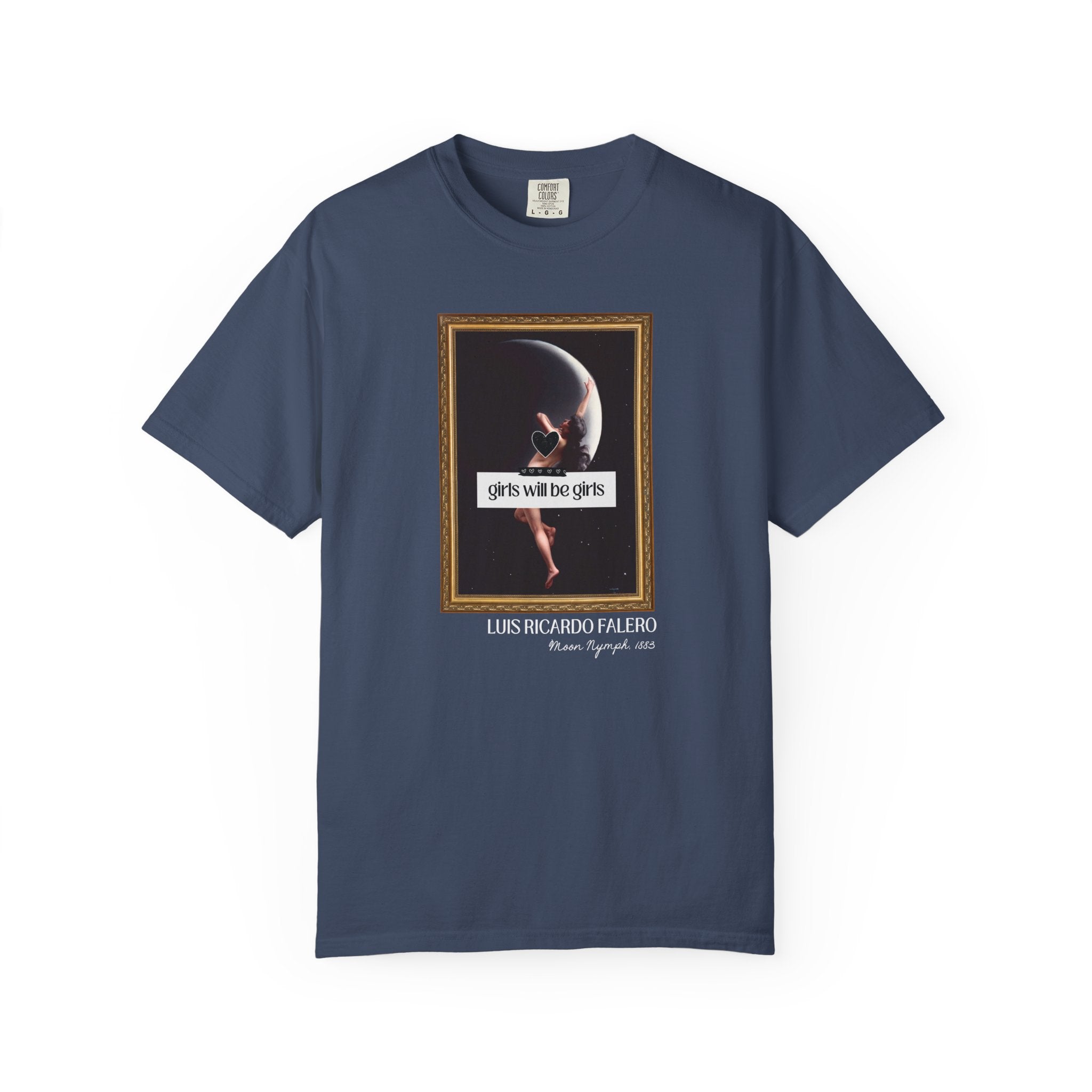 Witchy Art History Tee Shirt for Art Historian, Moon Nymph by Luis Ricardo Falero, Girls Will Be Girls Spooky Feminist Tee for Halloween - Opal and June