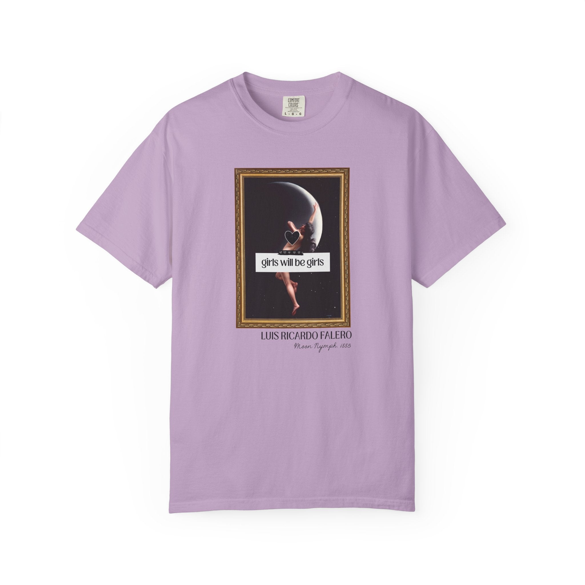 Witchy Art History Tee Shirt for Art Historian, Moon Nymph by Luis Ricardo Falero, Girls Will Be Girls Spooky Feminist Tee for Halloween - Opal and June