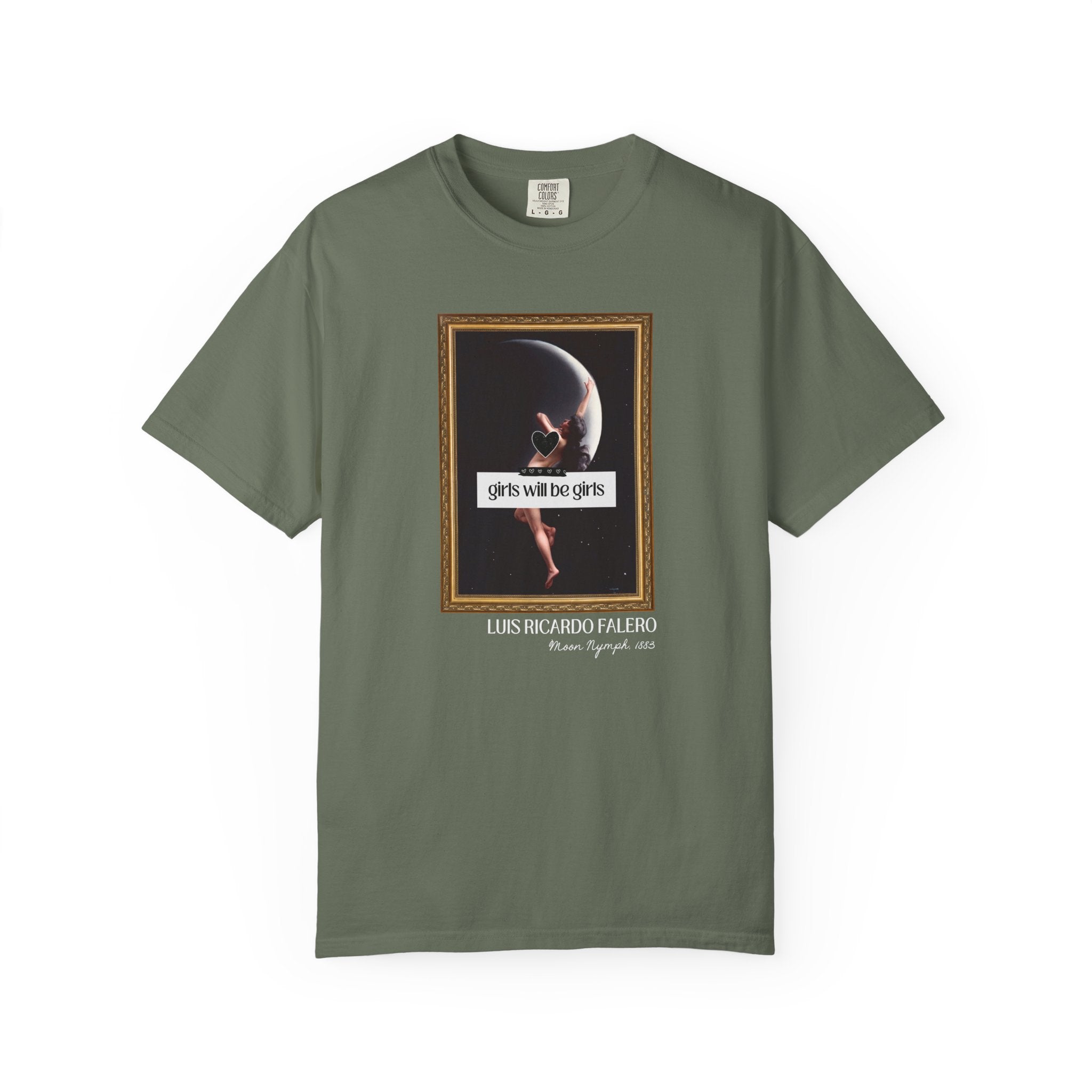 Witchy Art History Tee Shirt for Art Historian, Moon Nymph by Luis Ricardo Falero, Girls Will Be Girls Spooky Feminist Tee for Halloween - Opal and June