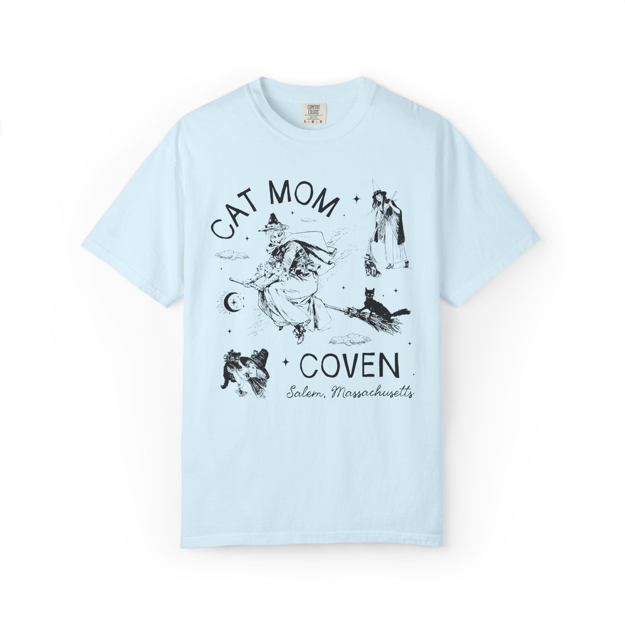 Witchy Cat Mom Tee Shirt for Halloween, Silly Cat Lover T-Shirt, Witchy Women's History Tee, Salem Witch Trials Animal Lover Tee, Cat Parent - Opal and June