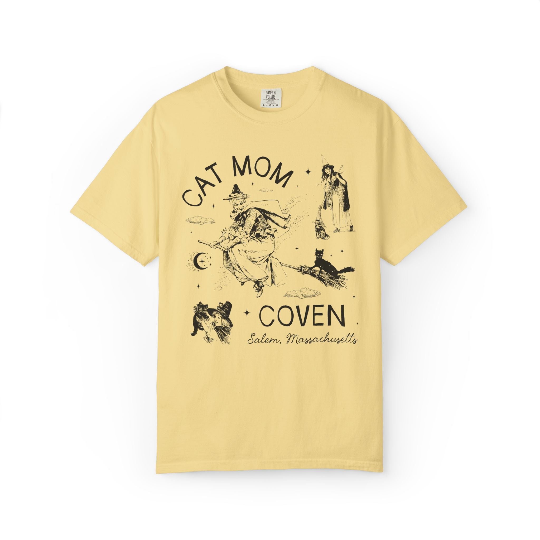 Witchy Cat Mom Tee Shirt for Halloween, Silly Cat Lover T-Shirt, Witchy Women's History Tee, Salem Witch Trials Animal Lover Tee, Cat Parent - Opal and June