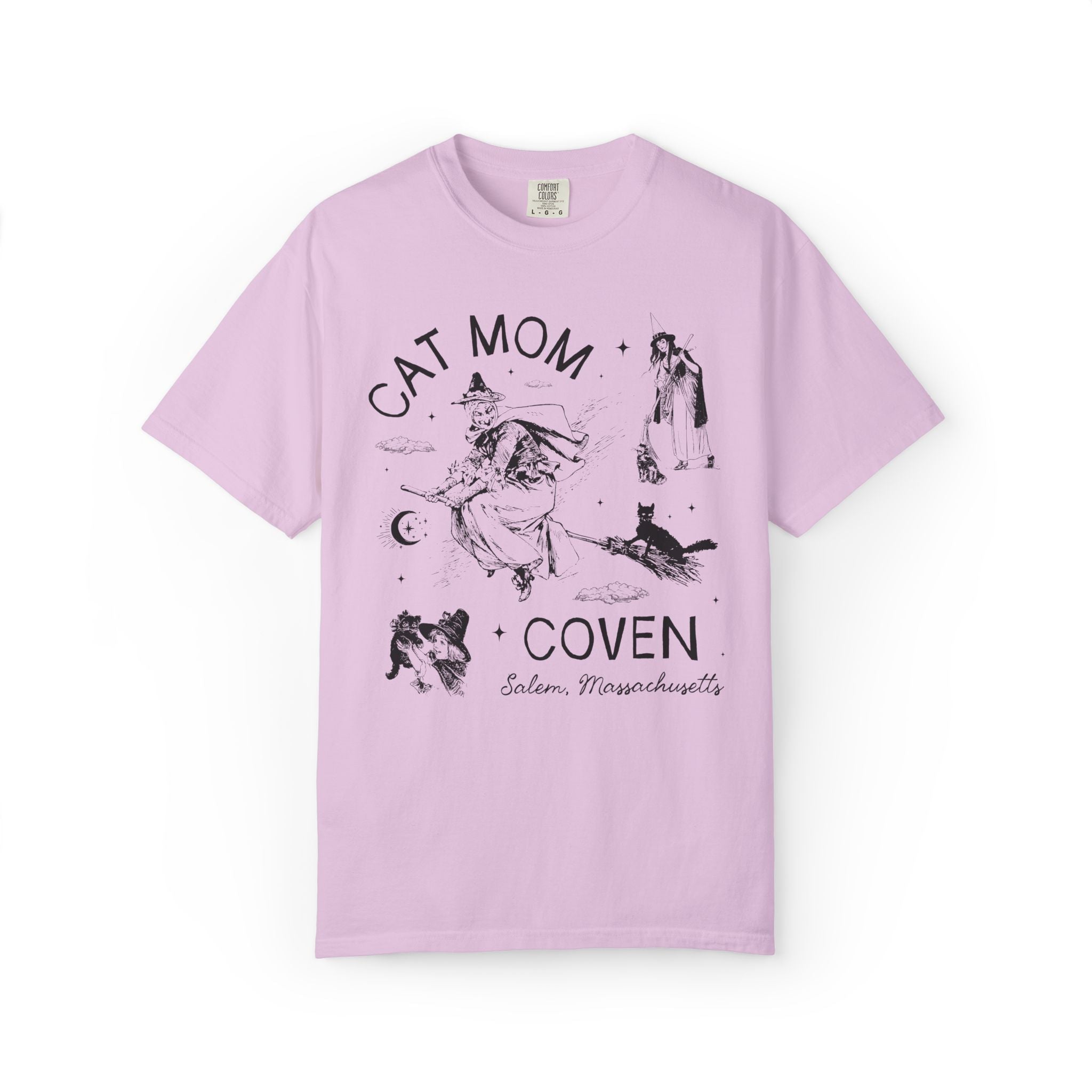 Witchy Cat Mom Tee Shirt for Halloween, Silly Cat Lover T-Shirt, Witchy Women's History Tee, Salem Witch Trials Animal Lover Tee, Cat Parent - Opal and June