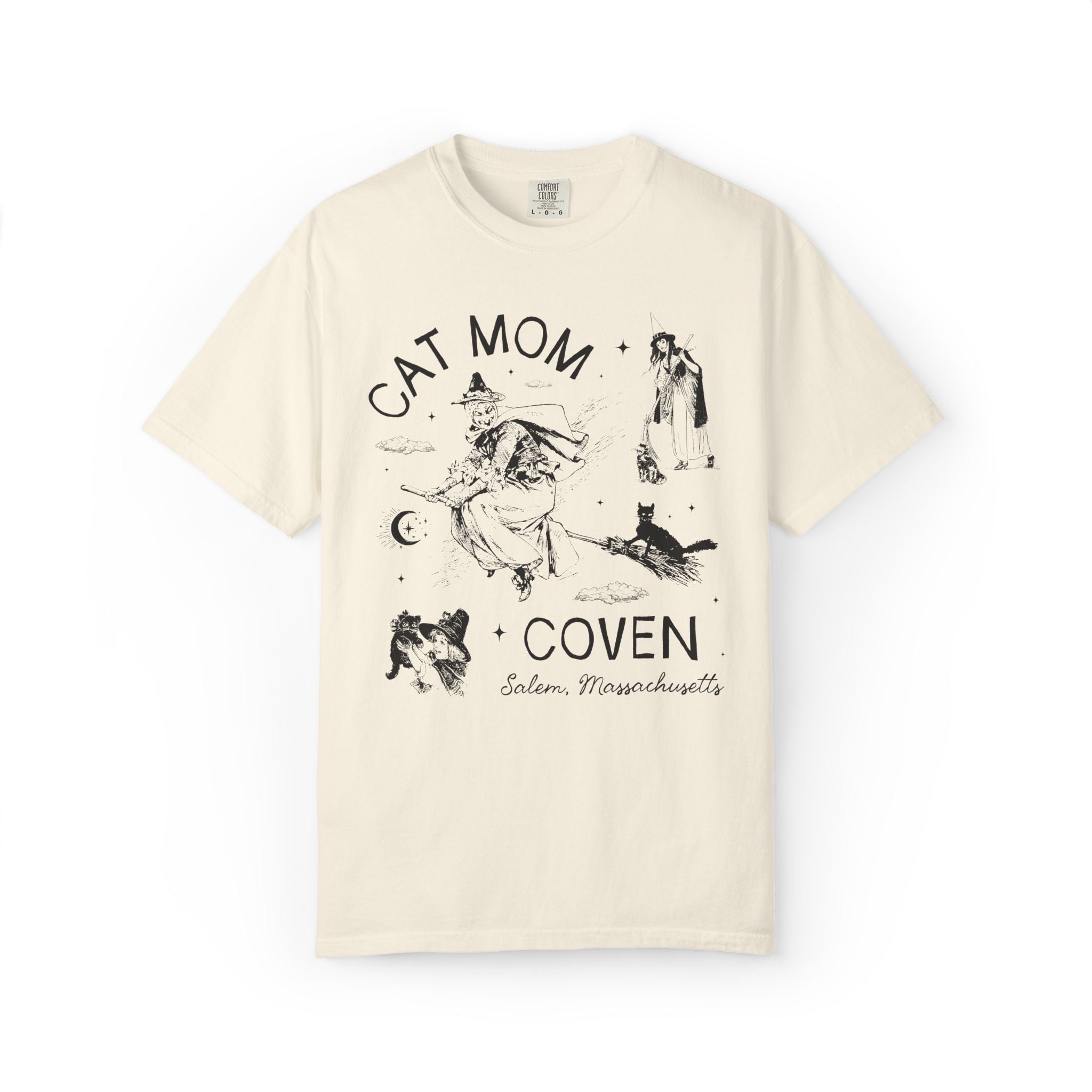 Witchy Cat Mom Tee Shirt for Halloween, Silly Cat Lover T-Shirt, Witchy Women's History Tee, Salem Witch Trials Animal Lover Tee, Cat Parent - Opal and June