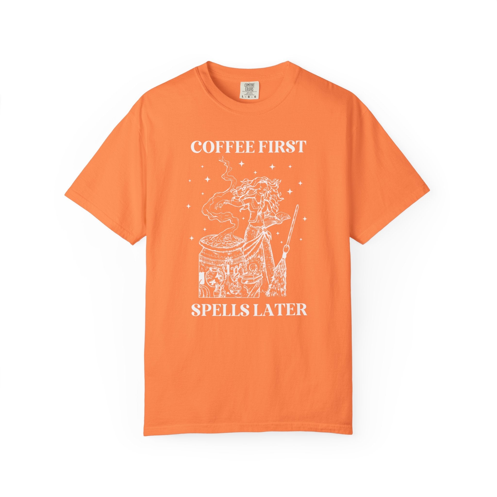 Witchy Coffee Lover Tee Shirt for Mom Who Loves Coffee, Spooky Season Funny Saying T-Shirt for Friend Who Loves Coffee and Halloween - Opal and June