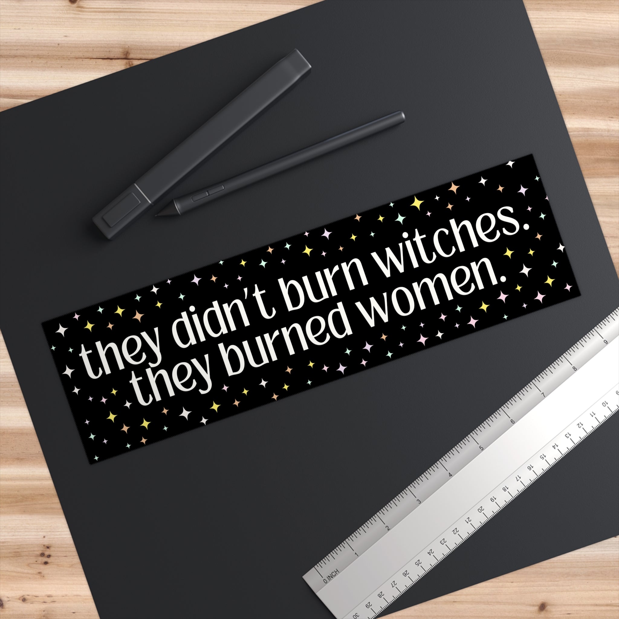 Womens Feminist History Bumper Sticker with Stars, Salem MA or Pendle Hill Witch Trials, Womens Rights Vinyl Car Decal, Witchy History Gift - Opal and June