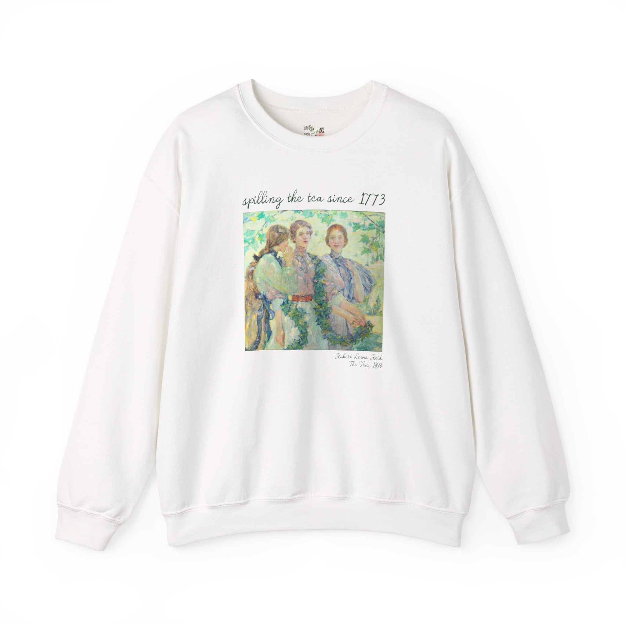 Women's History Sweatshirt: Spilling the Tea Since 1773, American Impressionist Art History, The Trio by Robert Reid, Social Studies Teacher - Opal and June