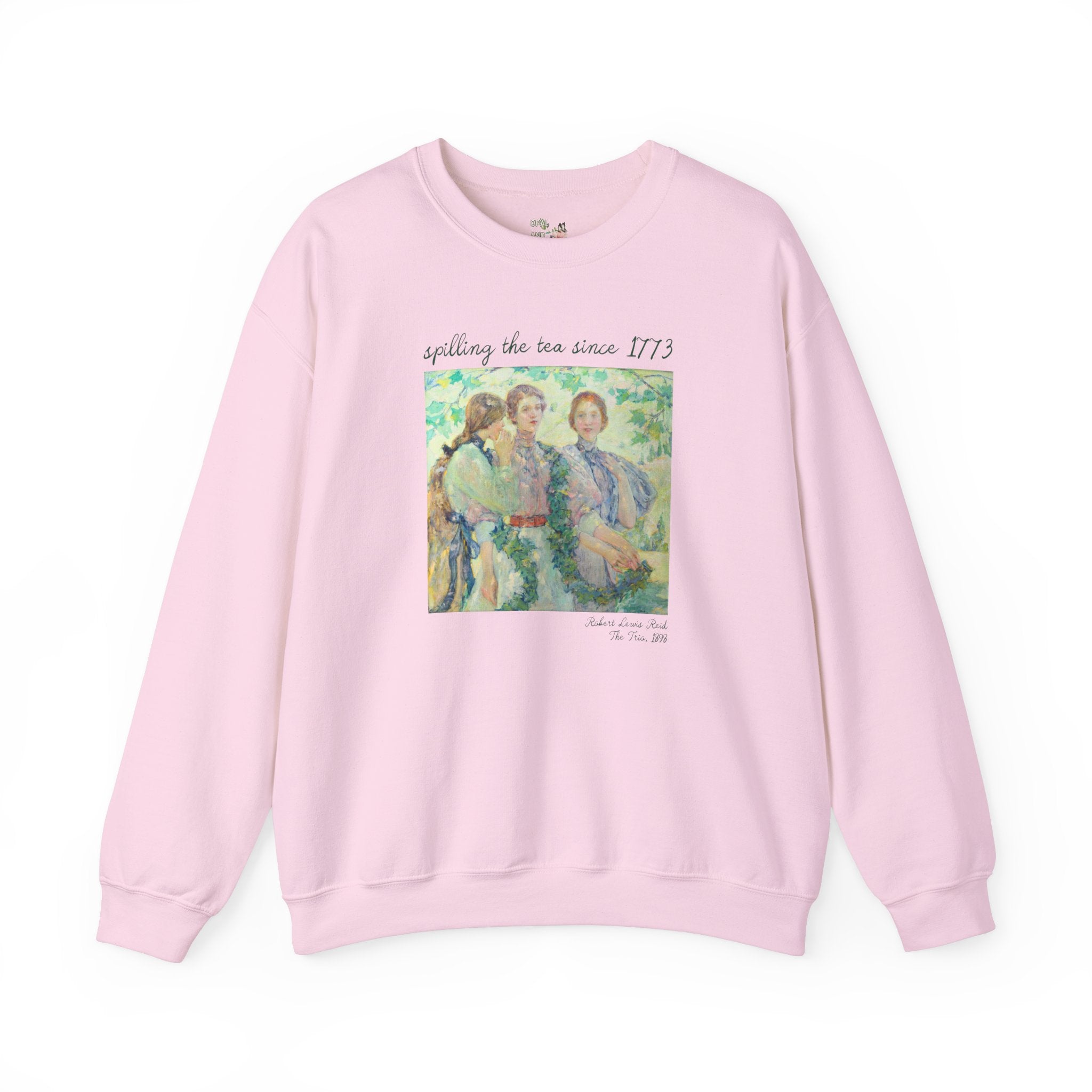 Women's History Sweatshirt: Spilling the Tea Since 1773, American Impressionist Art History, The Trio by Robert Reid, Social Studies Teacher - Opal and June