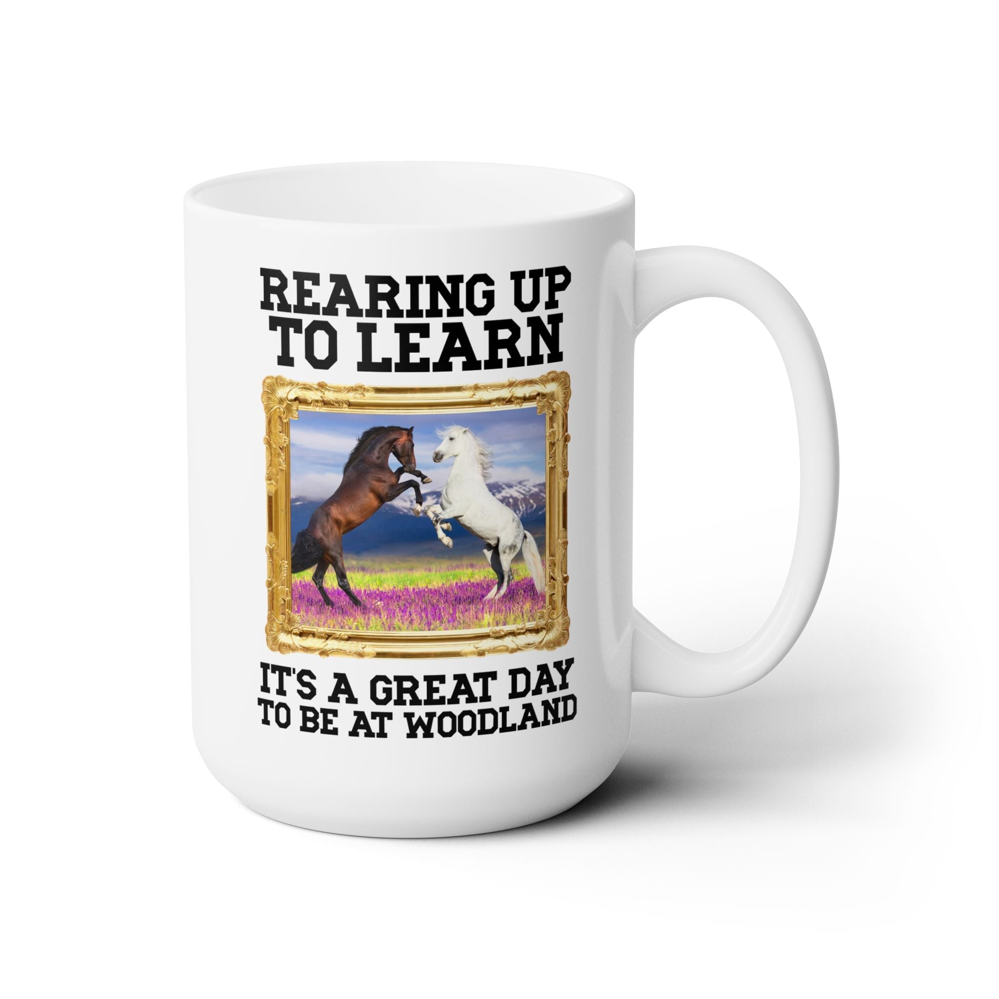 Woodland Junior High: Rearing Up to Learn 15 Oz Coffee Mug | FPS + Opal and June Coffee Mug, Fayetteville Public Schools - Opal and June