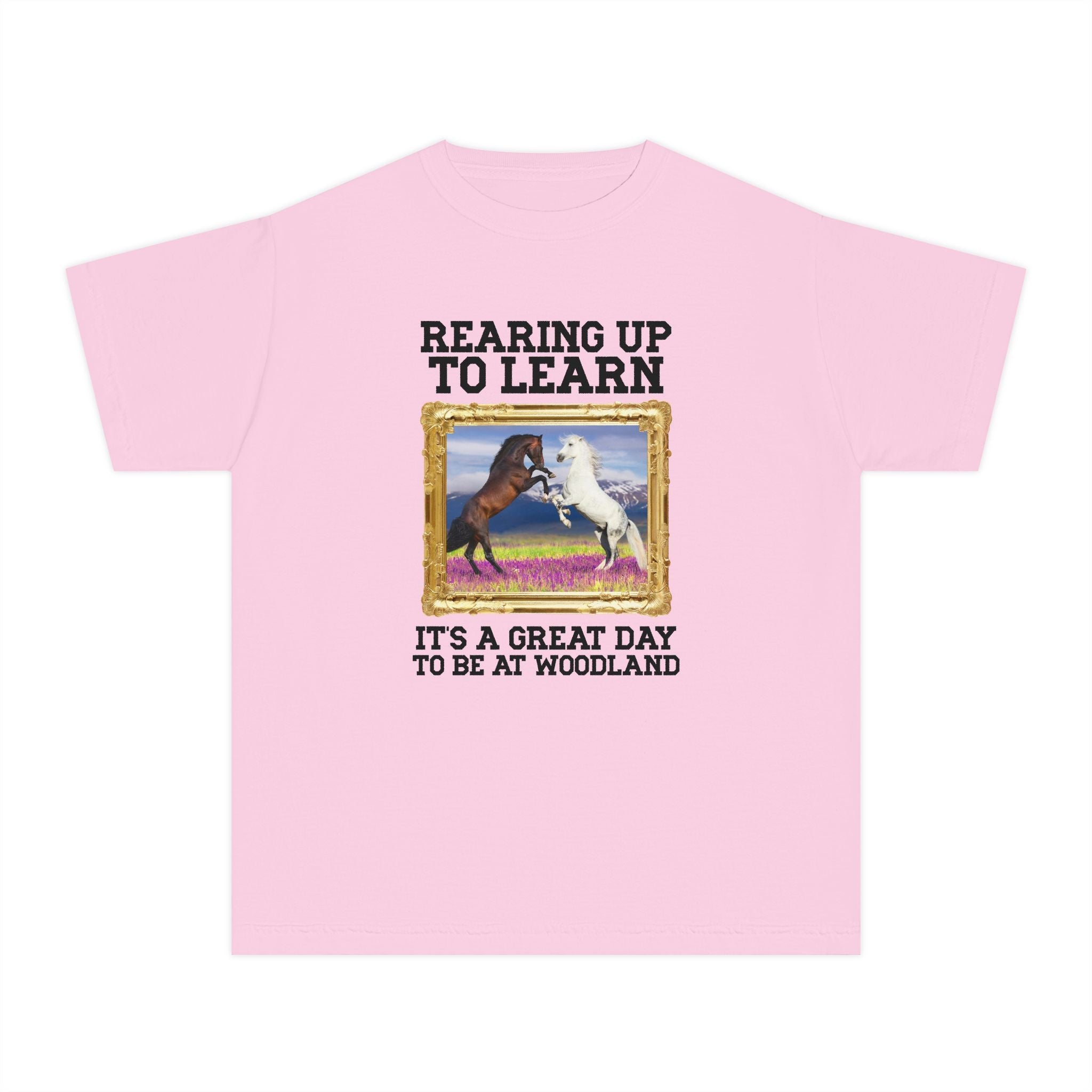 Woodland Junior High: Rearing Up to Learn Kids Tee Shirt | FPS + Opal and June Kids Tee Shirt, Fayetteville Public Schools - Opal and June