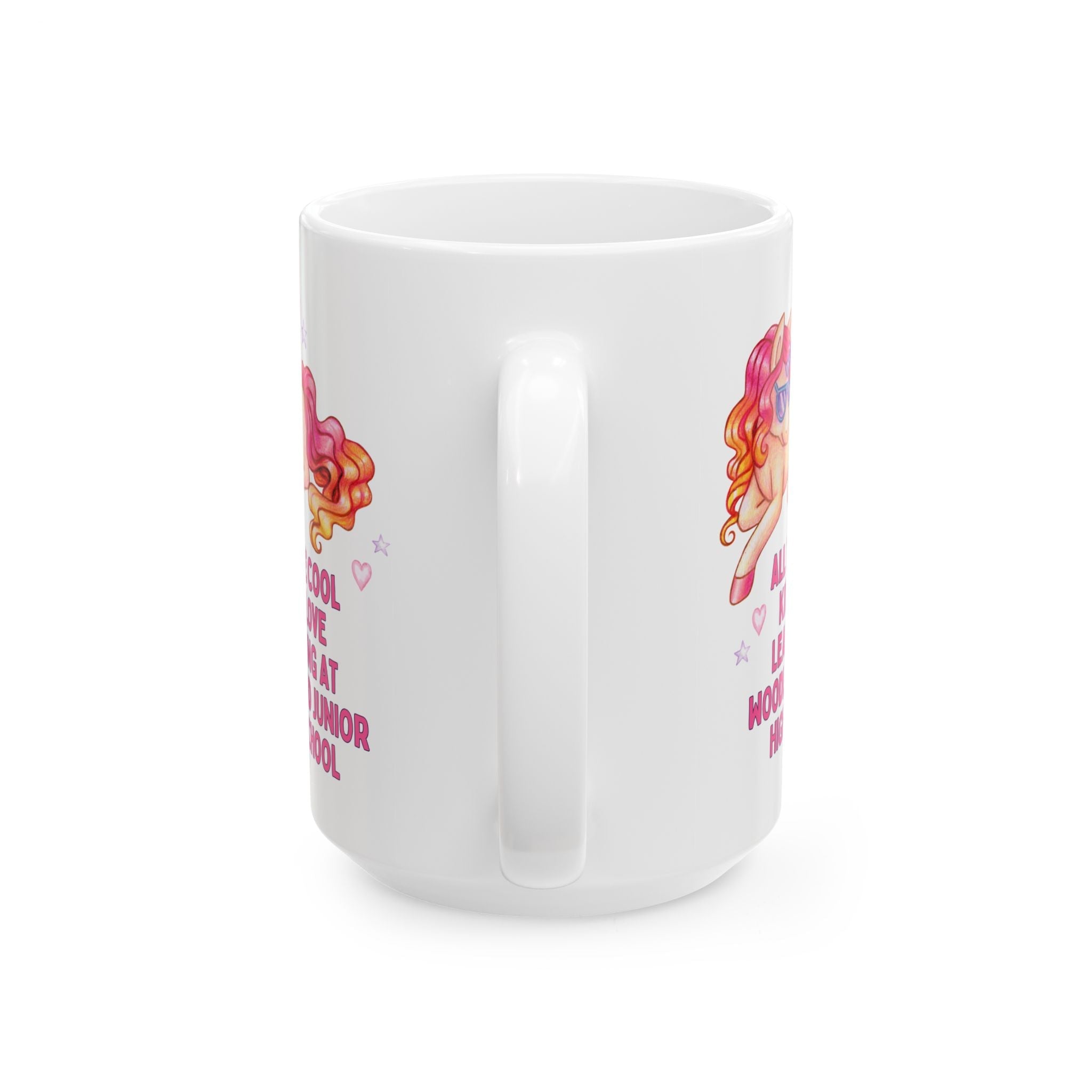 Woodland Junior High School 15 Oz Coffee Mug: All the Cool Kids Love Learning at Woodland Junior High | FPS + Opal and June Mug, Fayetteville Public Schools - Opal and June