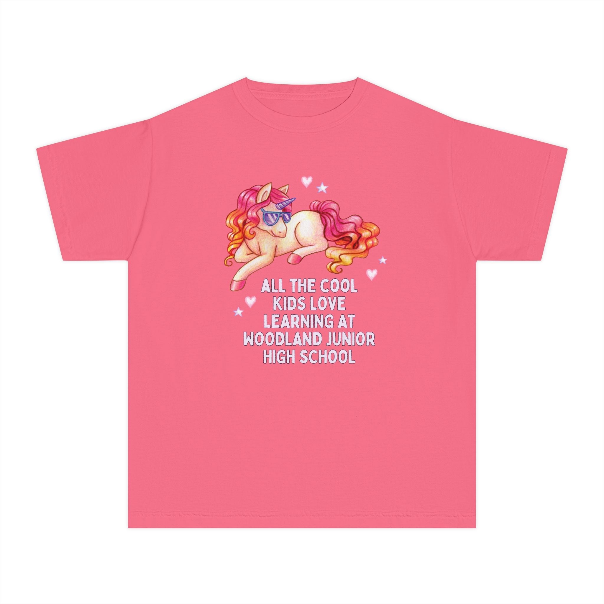 Woodland Junior High School Kids Tee Shirt: All the Cool Kids Love Learning at Woodland Junior High | FPS + Opal and June Kids Tee Shirt, Fayetteville Public Schools - Opal and June