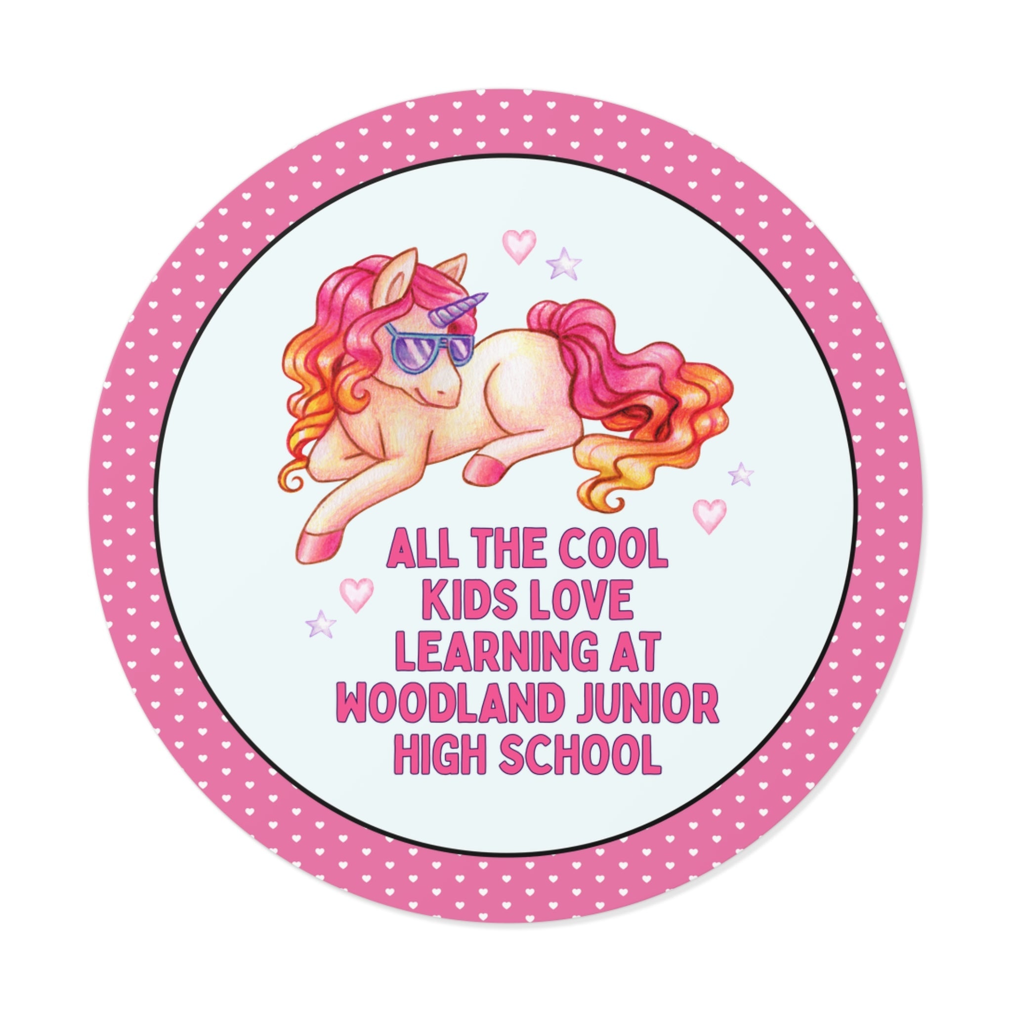 Woodland Junior High School Sticker: All the Cool Kids Love Learning at Woodland Junior High | FPS + Opal and June Sticker, Fayetteville Public Schools - Opal and June