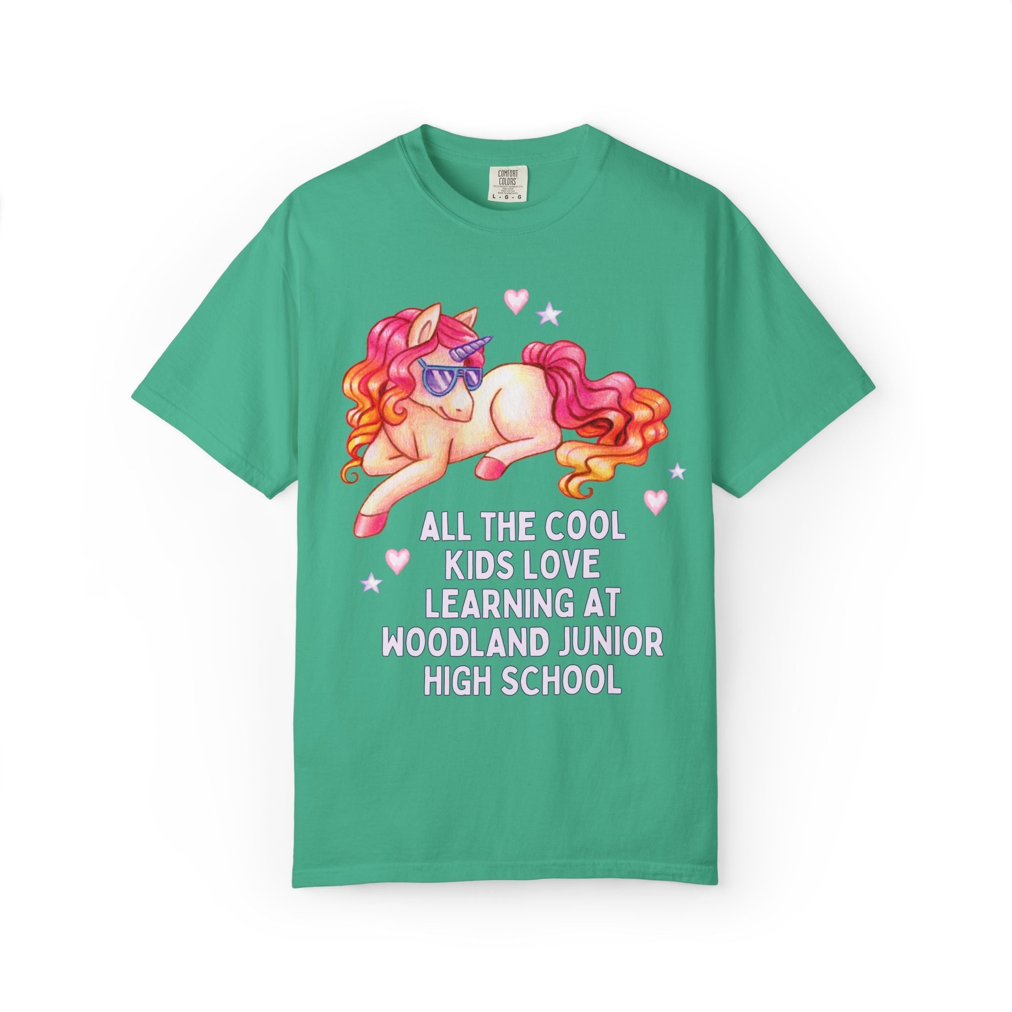 Woodland Junior High School Tee Shirt: All the Cool Kids Love Learning at Woodland Junior High | FPS + Opal and June Tee Shirt, Fayetteville Public Schools - Opal and June