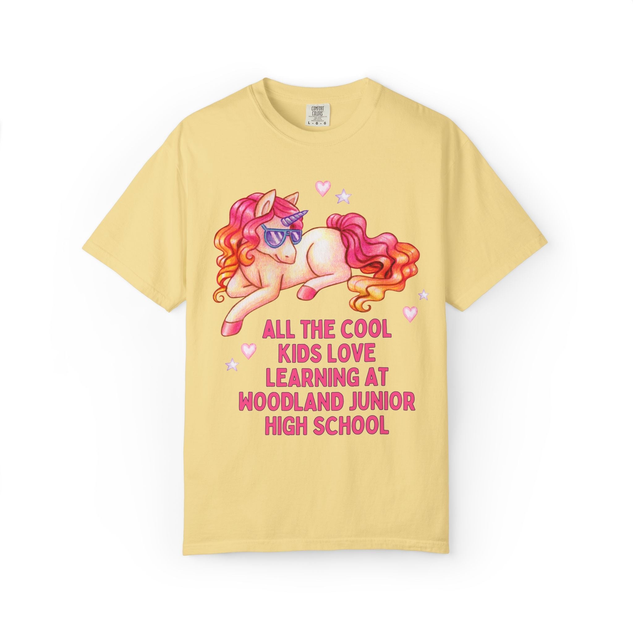 Woodland Junior High School Tee Shirt: All the Cool Kids Love Learning at Woodland Junior High | FPS + Opal and June Tee Shirt, Fayetteville Public Schools - Opal and June