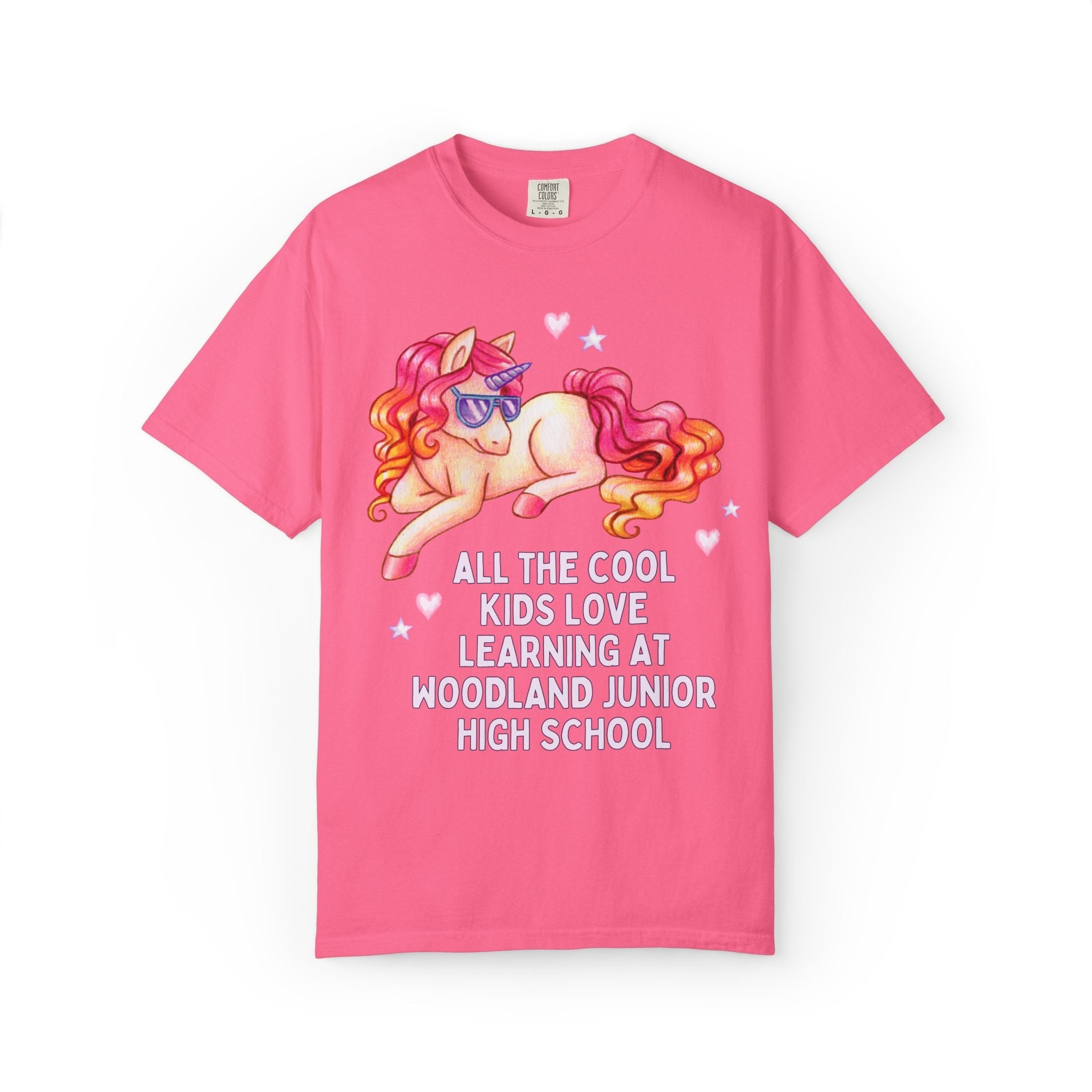Woodland Junior High School Tee Shirt: All the Cool Kids Love Learning at Woodland Junior High | FPS + Opal and June Tee Shirt, Fayetteville Public Schools - Opal and June