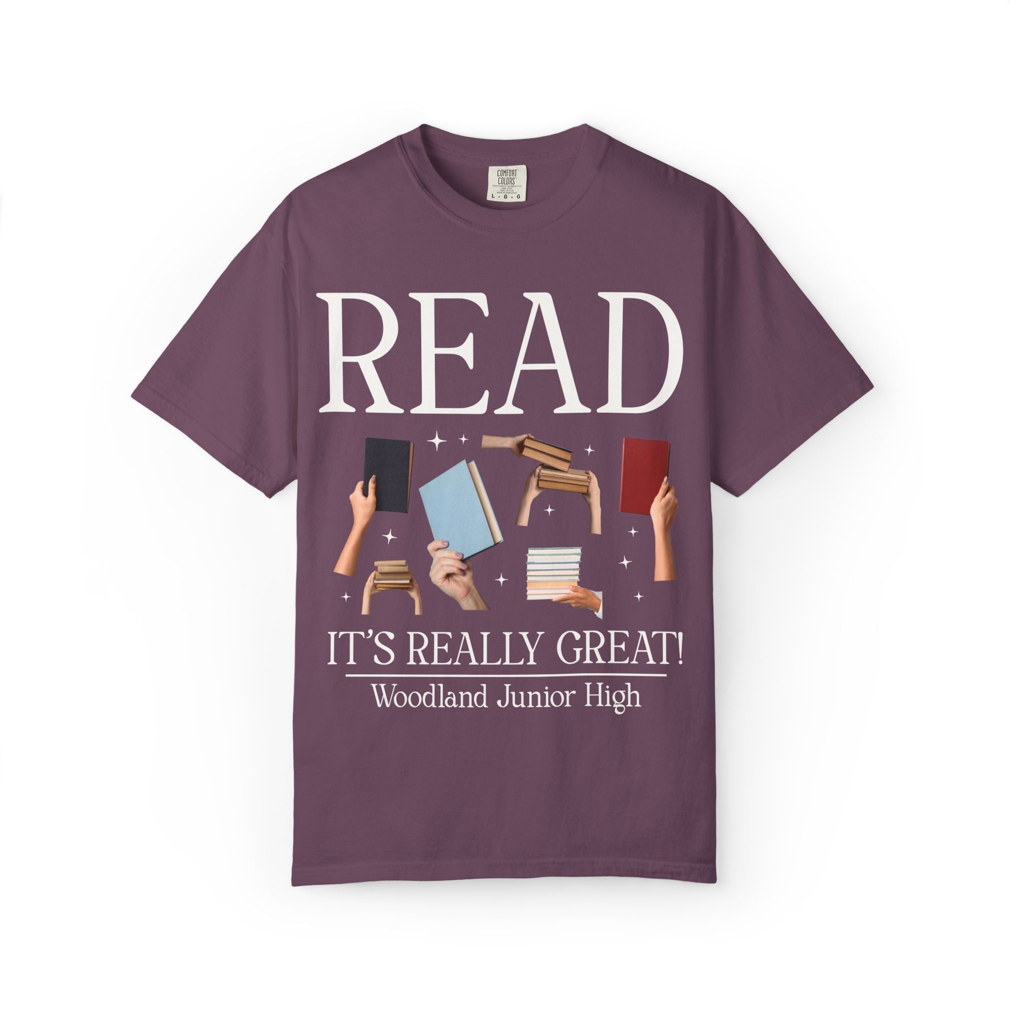 Woodland Junior High School Tee Shirt: Read! It's Really Great! | FPS + Opal and June Tee Shirt, Fayetteville Public Schools - Opal and June