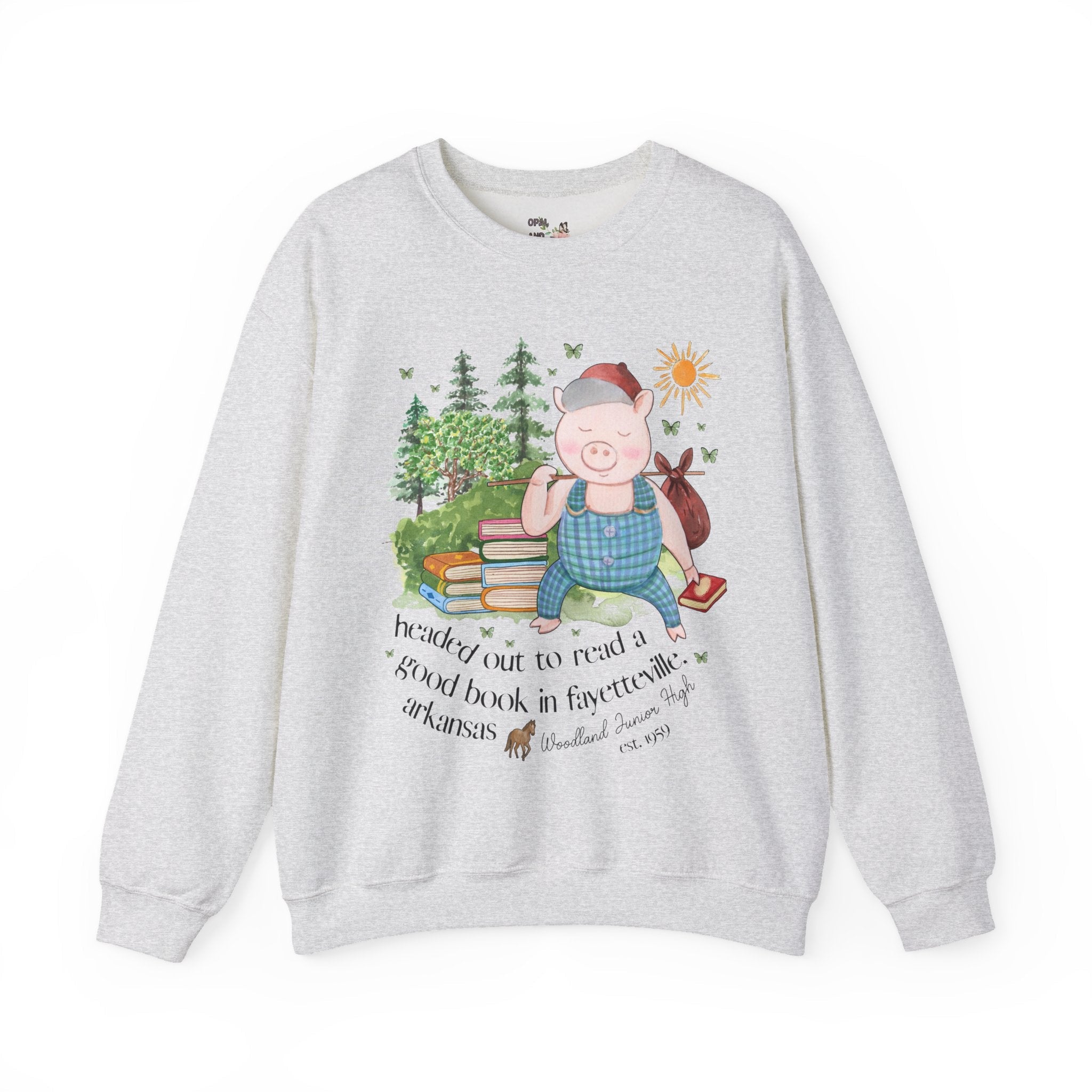 Woodland Junior High Sweatshirt: Headed Out to Read a Good Book | FPS + Opal and June Sweatshirt, Fayetteville Public Schools - Opal and June