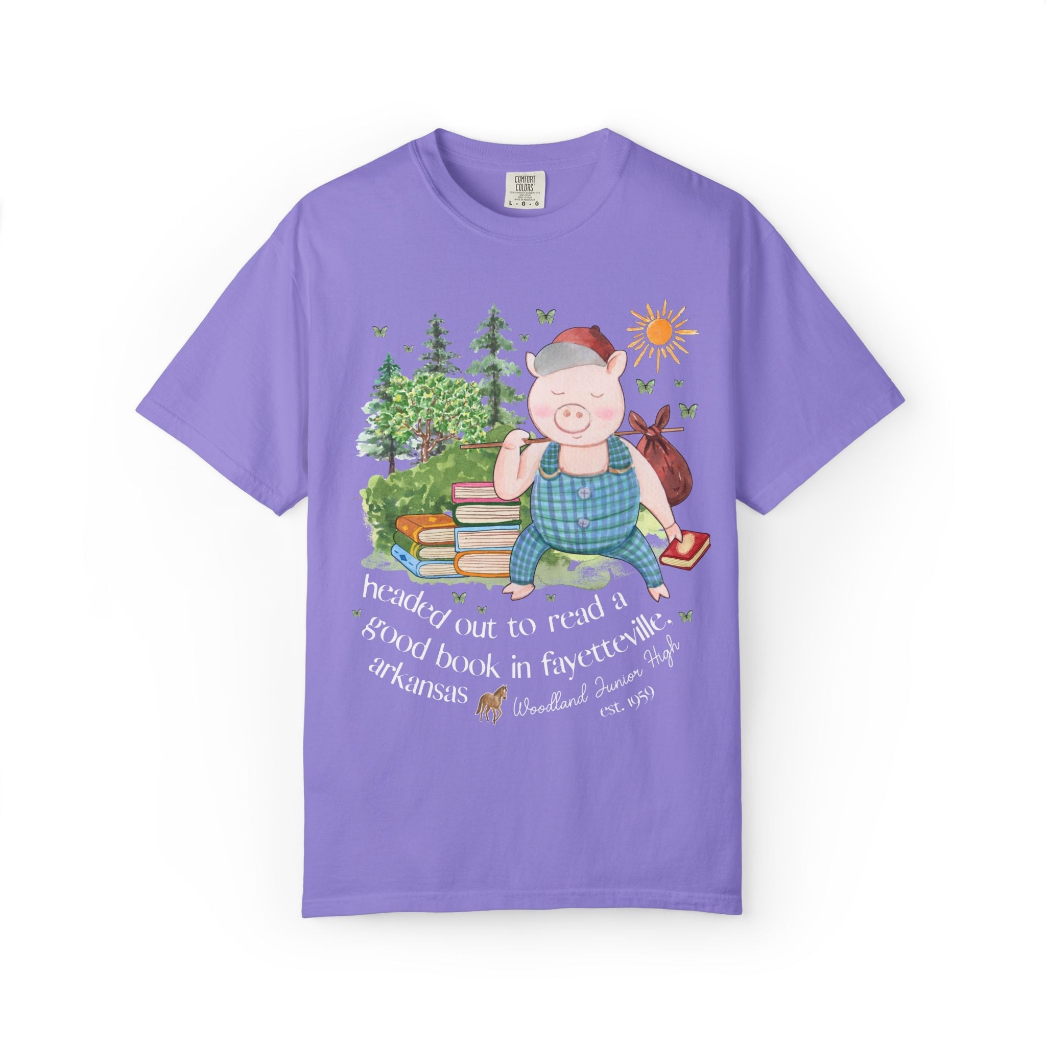 Woodland Junior High Tee Shirt: Headed Out to Read a Good Book - Opal and June