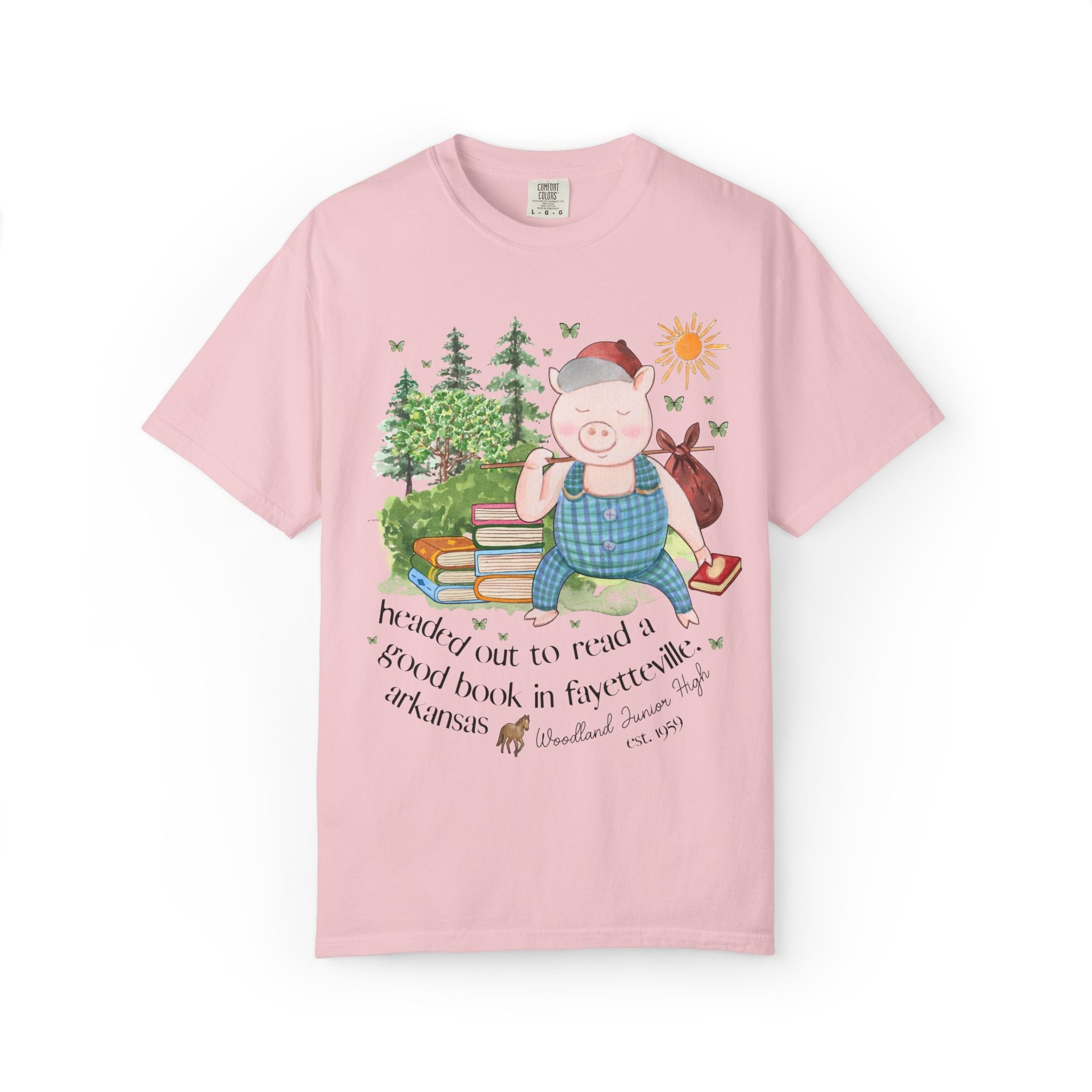 Woodland Junior High Tee Shirt: Headed Out to Read a Good Book - Opal and June