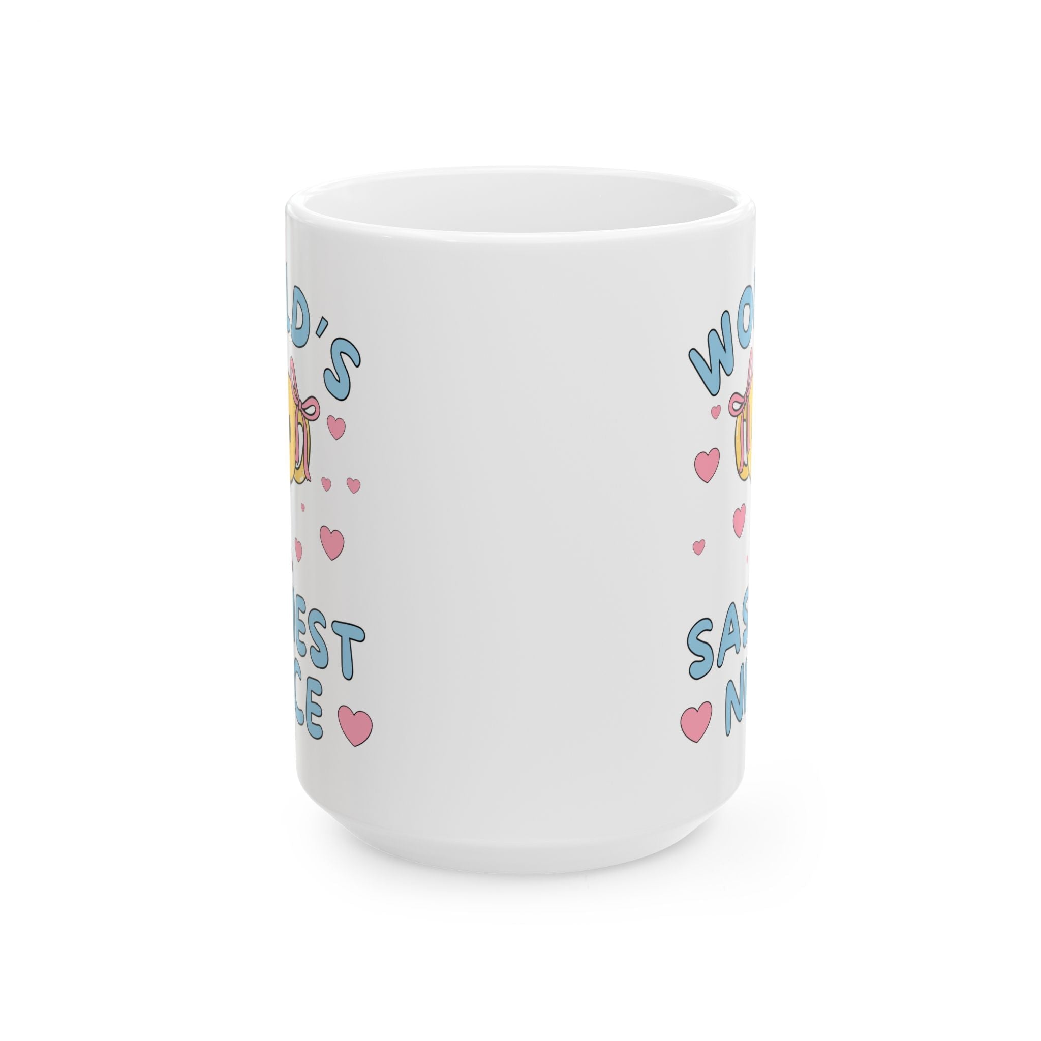 World's Sassiest Niece Coffee Mug: Funny Valentine's Gift or Silly Birthday Present for Niece, 15 Oz Coffee Mug with Hearts, Present from Aunt or Uncle - Opal and June
