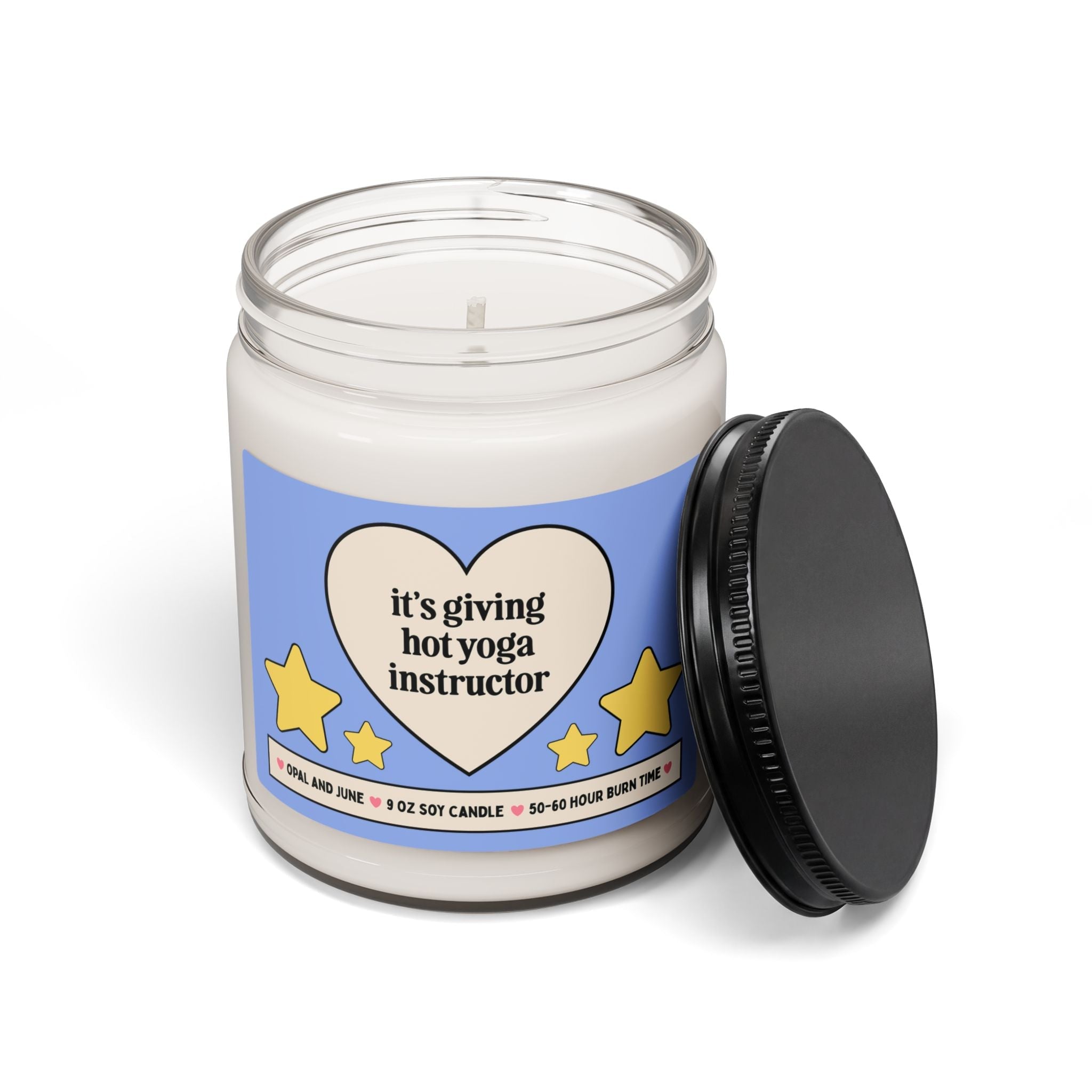Yoga Instructor Gift: 9 oz Soy Candle for Friend Who Teaches Yoga, It's Giving Hot Yoga Instructor Candle for New Yoga Teacher, Gym Teacher - Opal and June