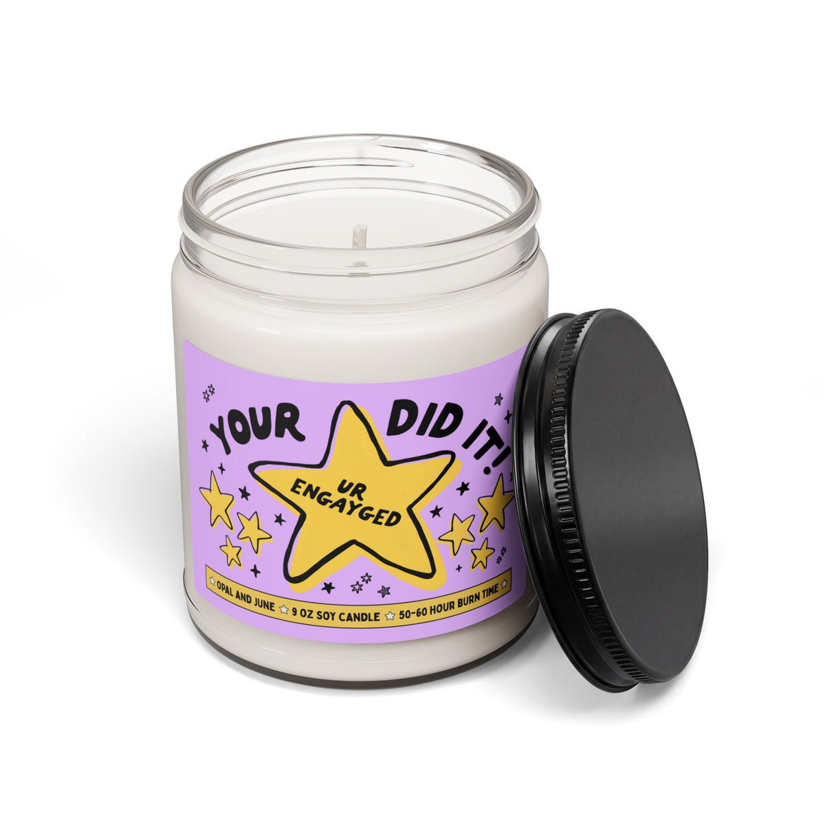 Your Did It! Ur Engayged! | Funny and Cute Congratulations Gift for Gay Couple or Lesbian Couple Getting Married, Newly Engaged Candle from Friend - Opal and June