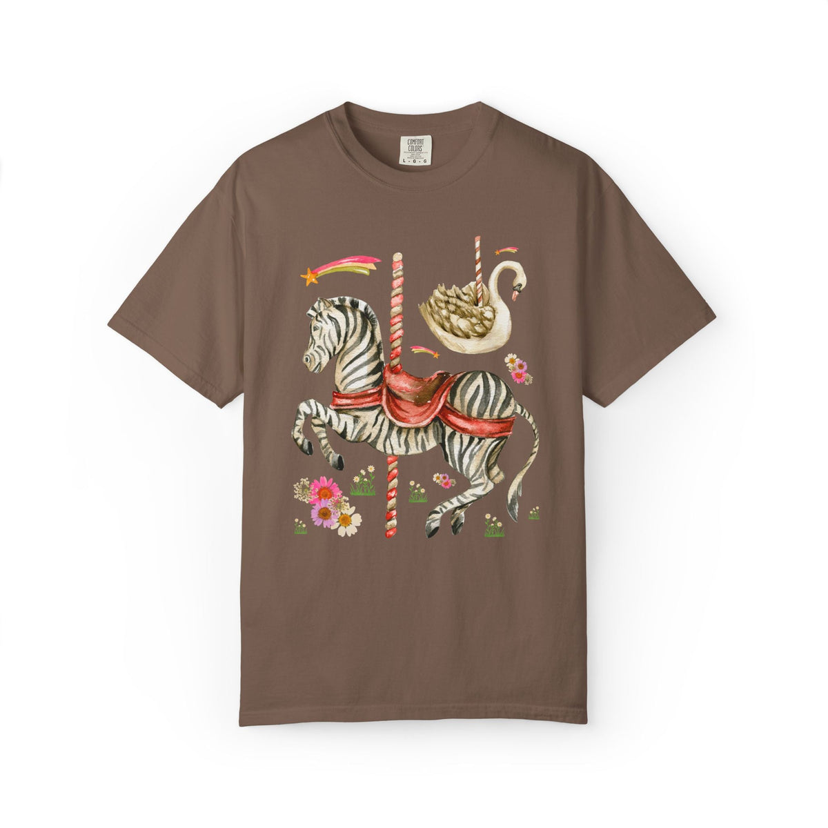 Zebra and Swan Nostalgic Carousal T-Shirt - Opal and June