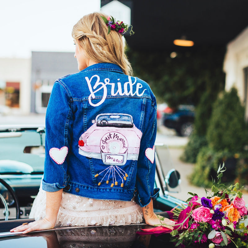 A Sparkly Bridal Session with a Rad Denim Jacket | Photographs by Kristen Herrington