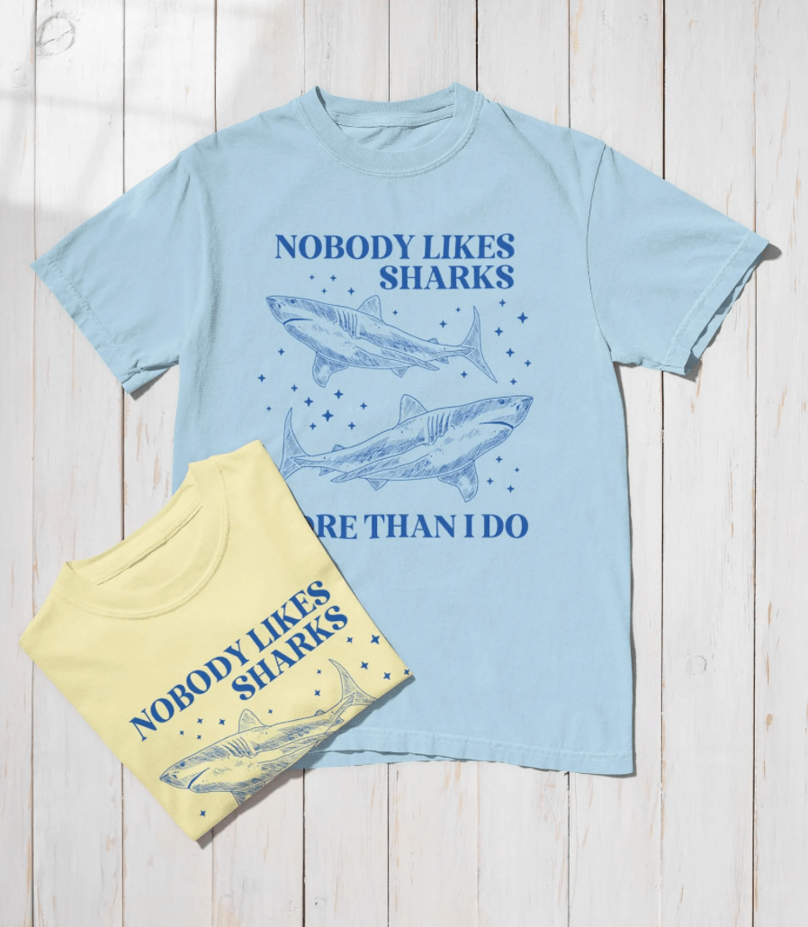 Shark Shirts with Flowers and Butterflies - Opal and June