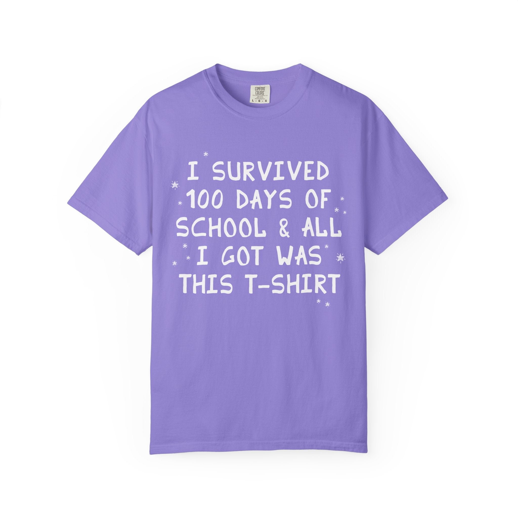 100 Days of School Elementary Teacher T-Shirt: I Survived 100 Days of School and All I Got Was This T-Shirt, Silly Matching Teacher Tee - Opal and June