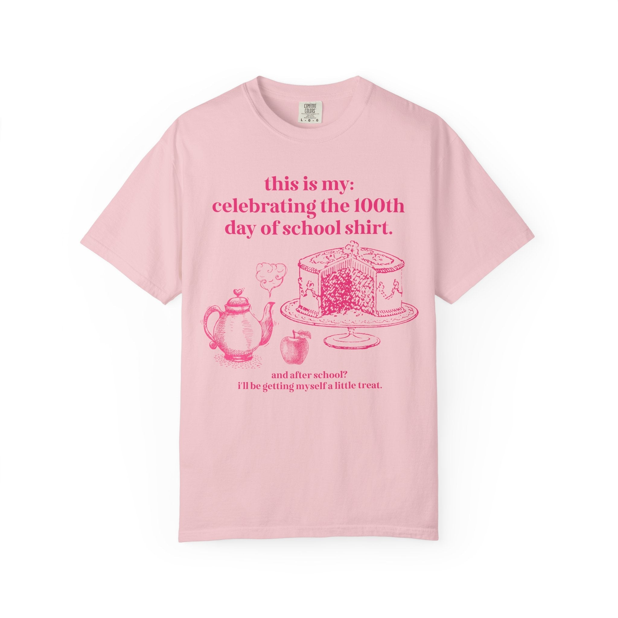 100 Days of School Matching Teacher T-Shirt with Hot Pink Aesthetic: Funny Sarcastic 100th Day of School T-Shirt for Middle School Teacher - Opal and June