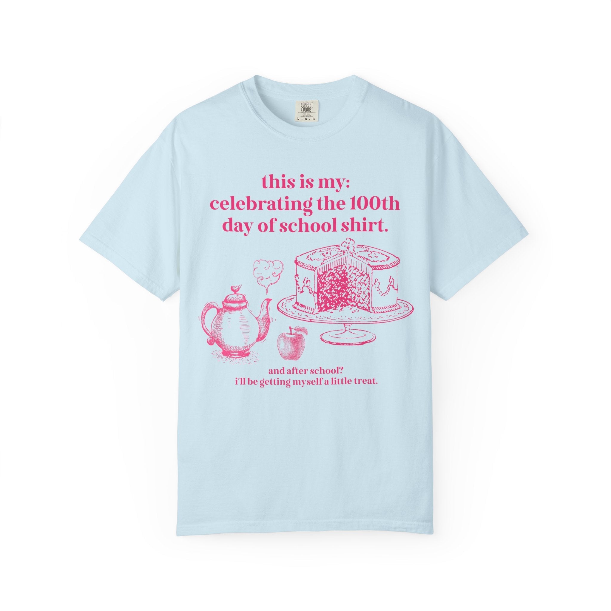 100 Days of School Matching Teacher T-Shirt with Hot Pink Aesthetic: Funny Sarcastic 100th Day of School T-Shirt for Middle School Teacher - Opal and June