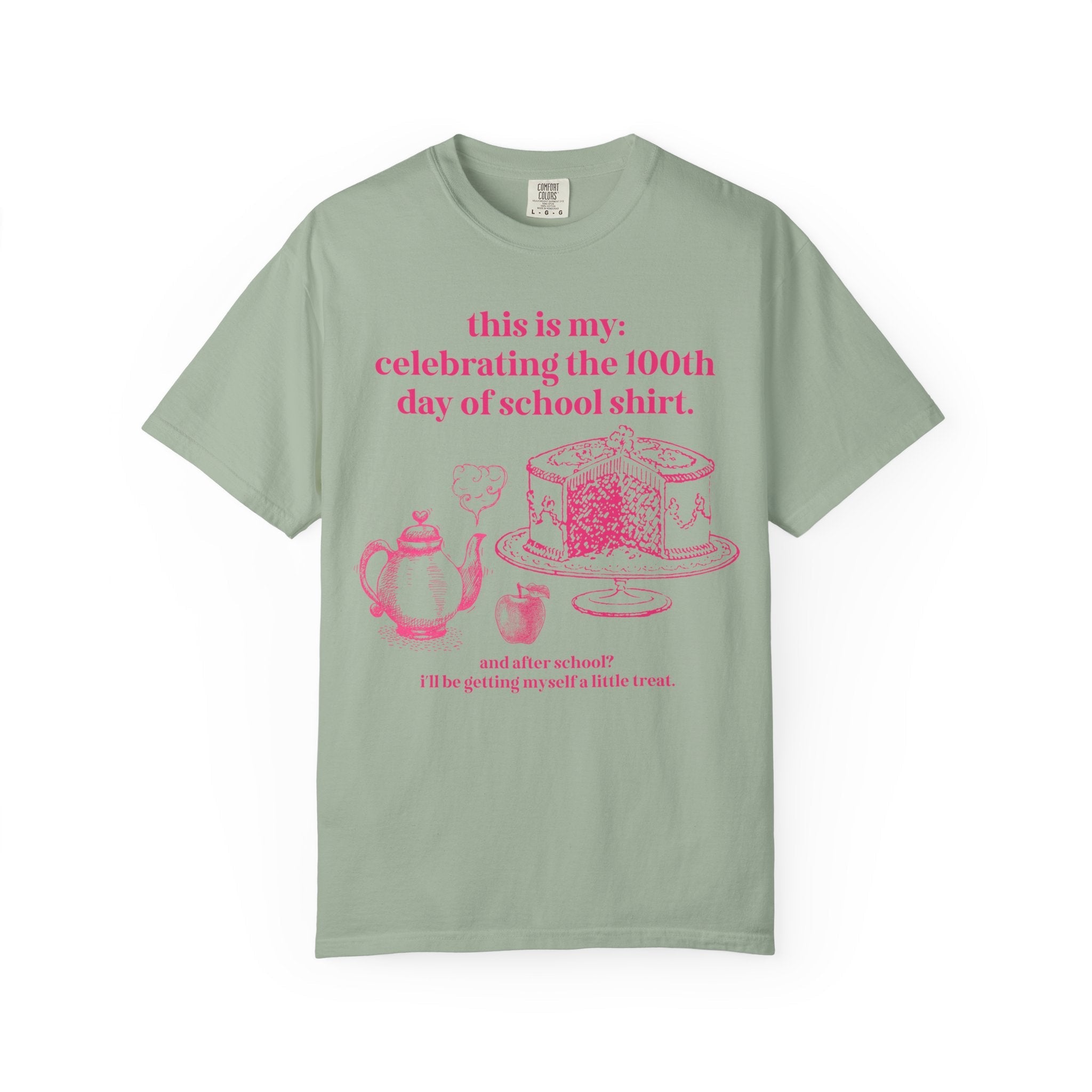 100 Days of School Matching Teacher T-Shirt with Hot Pink Aesthetic: Funny Sarcastic 100th Day of School T-Shirt for Middle School Teacher - Opal and June