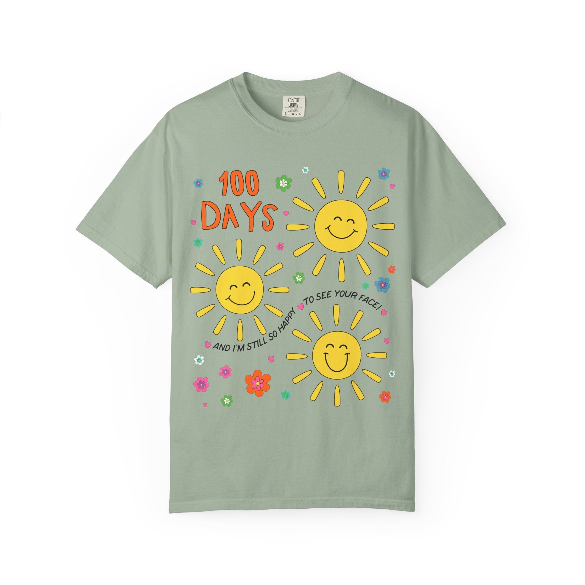 100 Days of School T-Shirt for School Principal or Librarian: Happy To See Your Face, First Grade Team or Third Grade Crew Matching Tee - Opal and June