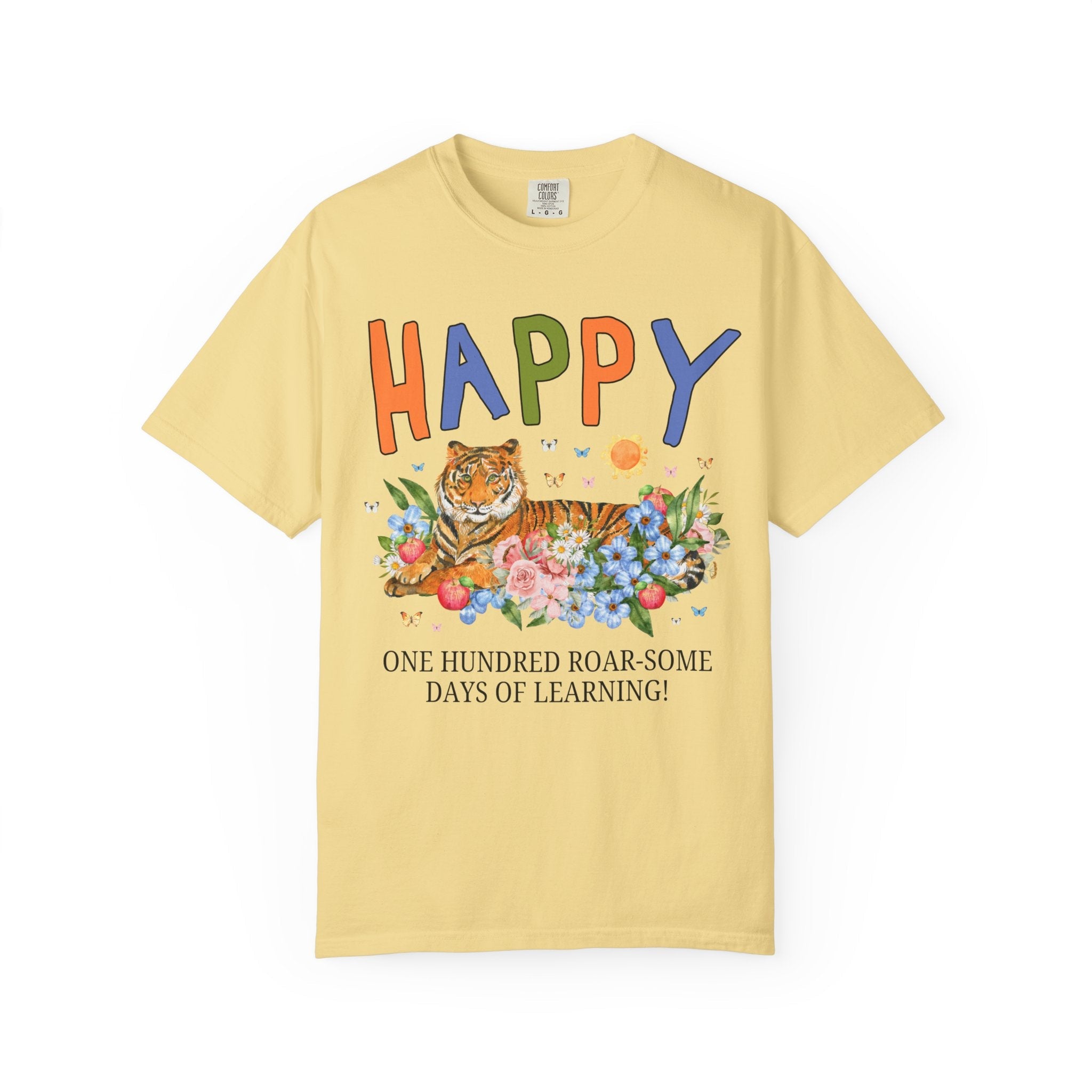 100 Days of School T-Shirt for Teachers Who Love Tigers, Funny and Cute Elementary School Matching Teacher Tee for Animal Lover - Opal and June