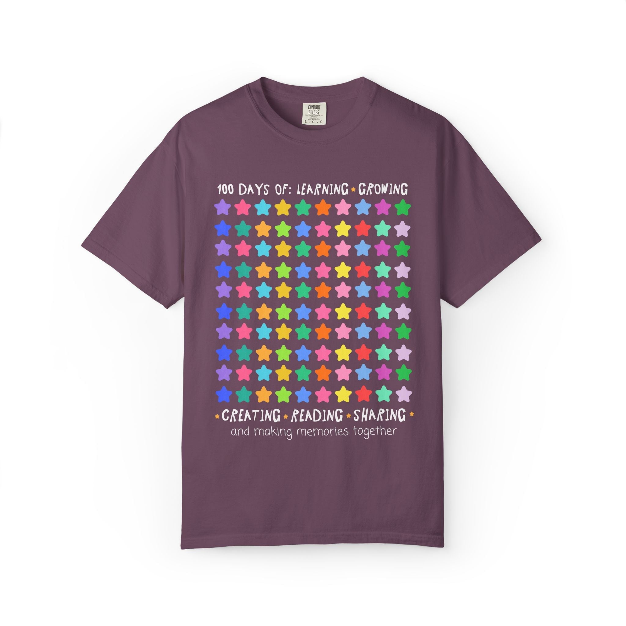 100 Days of School Teacher T-Shirt with Stars: Cute and Funny Hundredth Day of School Matching Tee for Elementary School Staff or Teachers - Opal and June
