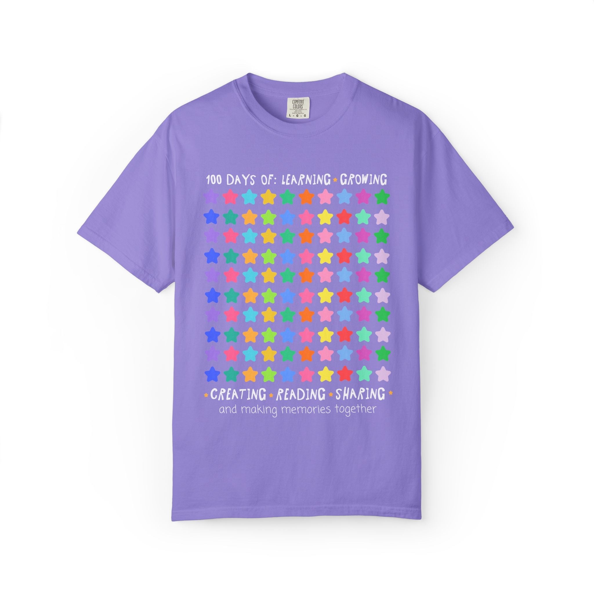 100 Days of School Teacher T-Shirt with Stars: Cute and Funny Hundredth Day of School Matching Tee for Elementary School Staff or Teachers - Opal and June