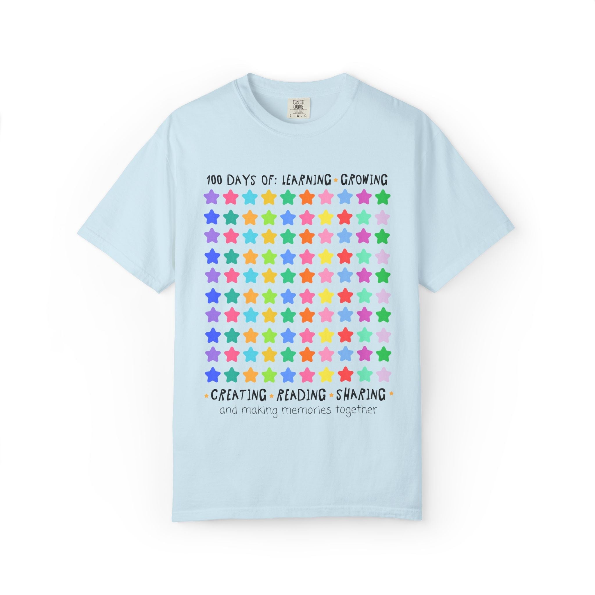 100 Days of School Teacher T-Shirt with Stars: Cute and Funny Hundredth Day of School Matching Tee for Elementary School Staff or Teachers - Opal and June