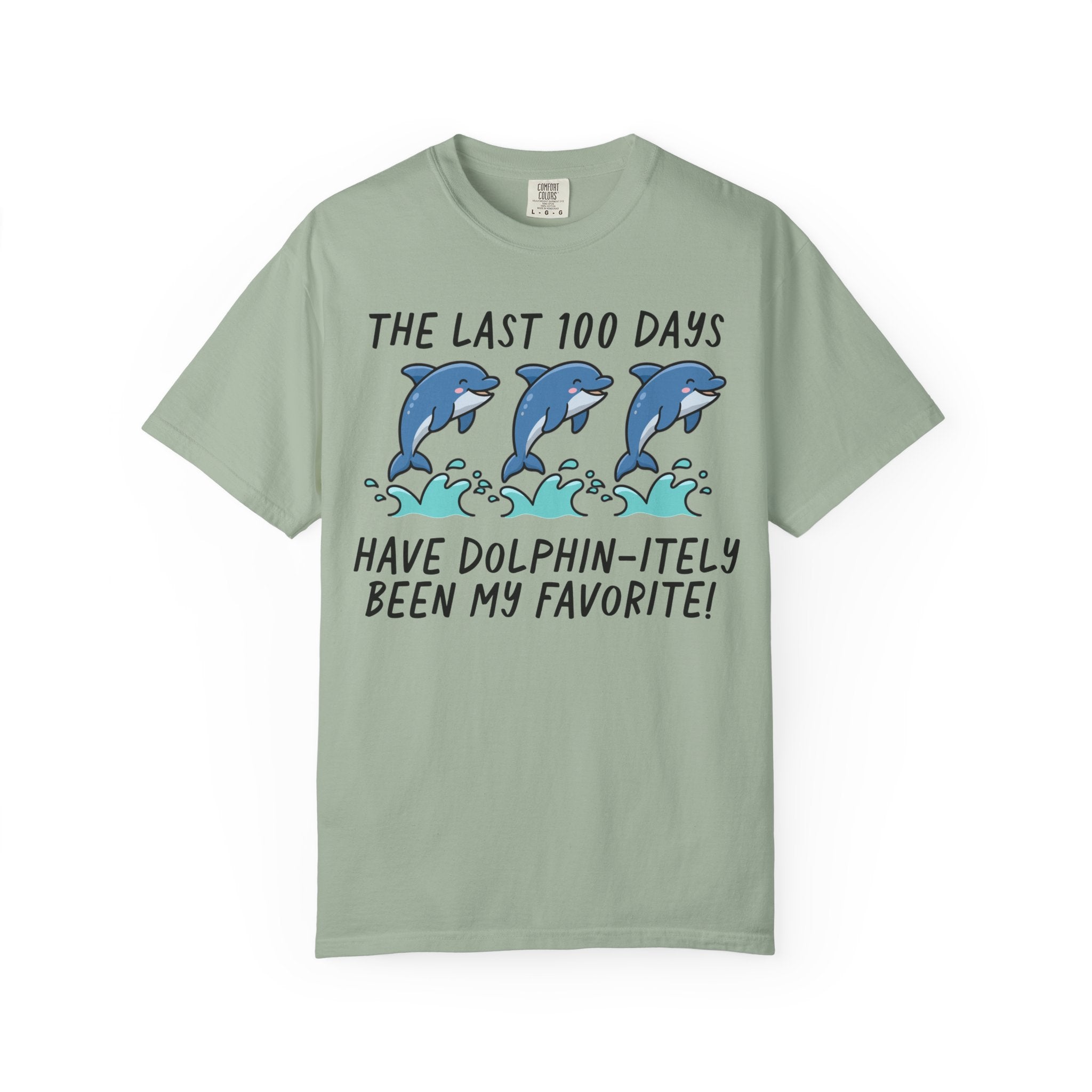 100 Days of School Tee Shirt, Cute Dolphin Animal Lover T-Shirt for Teacher, Elementary School Teacher or School Office Staff Matching Tee - Opal and June
