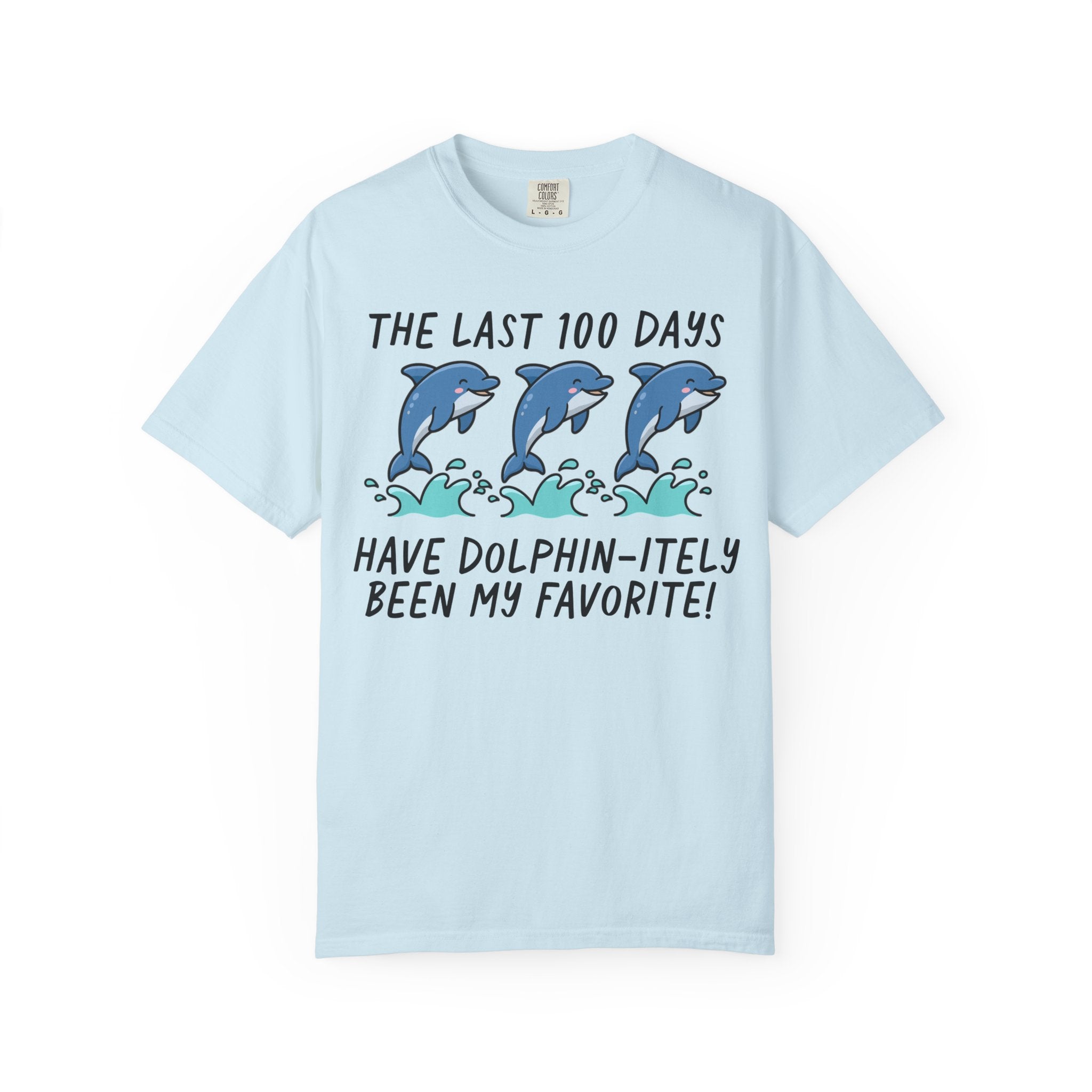 100 Days of School Tee Shirt, Cute Dolphin Animal Lover T-Shirt for Teacher, Elementary School Teacher or School Office Staff Matching Tee - Opal and June