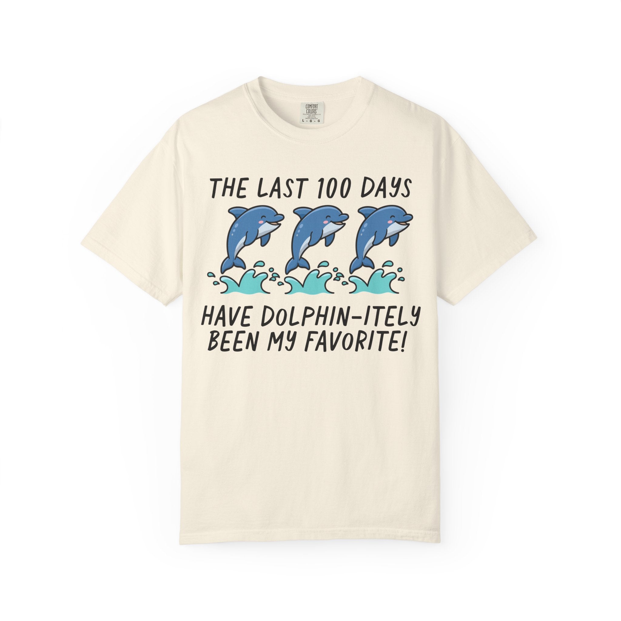 100 Days of School Tee Shirt, Cute Dolphin Animal Lover T-Shirt for Teacher, Elementary School Teacher or School Office Staff Matching Tee - Opal and June