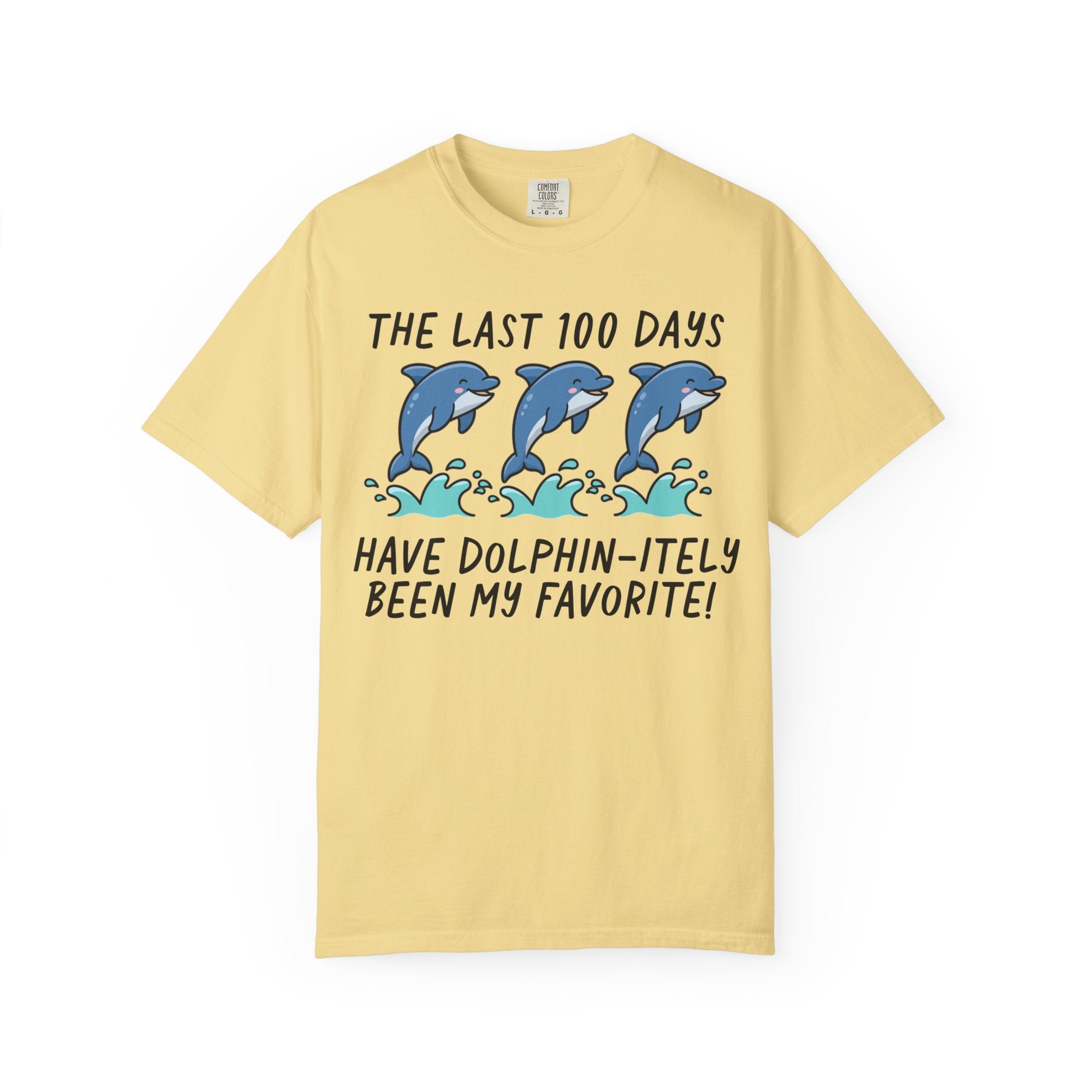 100 Days of School Tee Shirt, Cute Dolphin Animal Lover T-Shirt for Teacher, Elementary School Teacher or School Office Staff Matching Tee - Opal and June