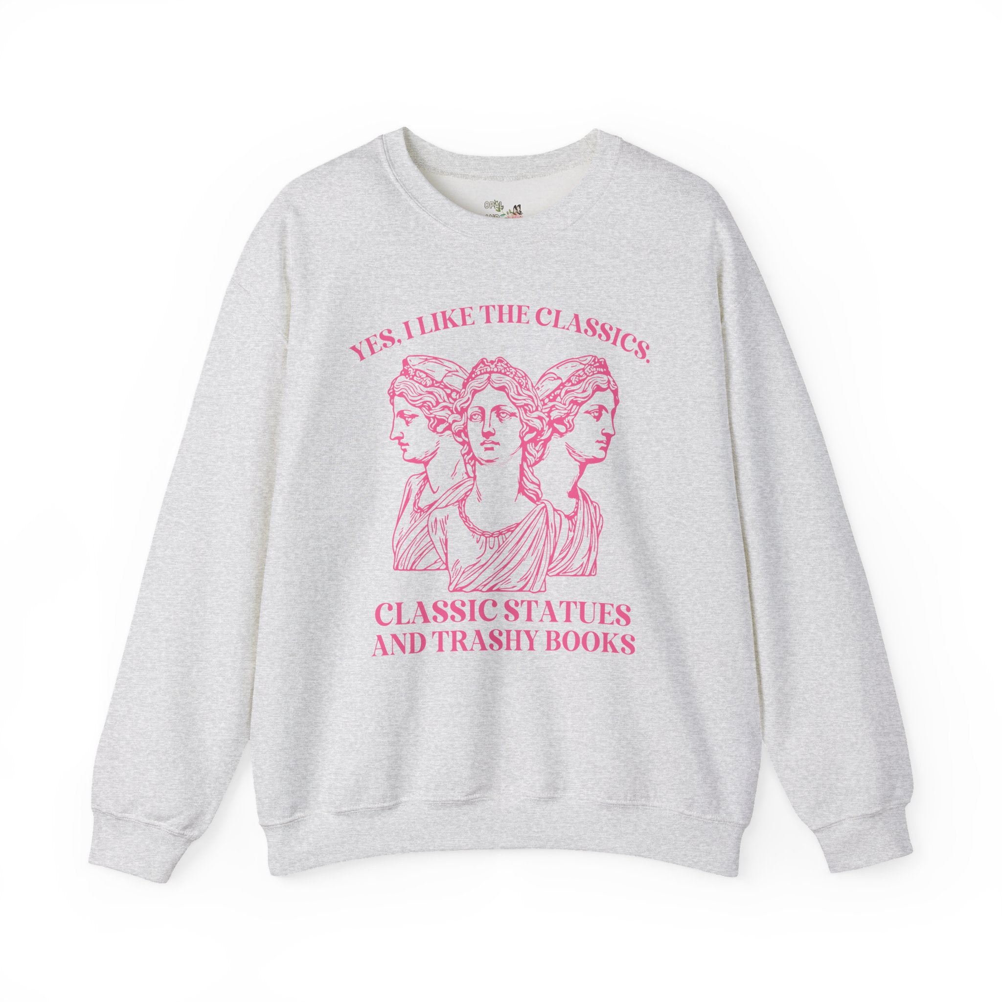Funny Book Lover Gift Idea for Friend Who Loves Classic Statues and Trashy Books, Silly Bookworm Shirt for Library, Romance Reader Sweatshirt