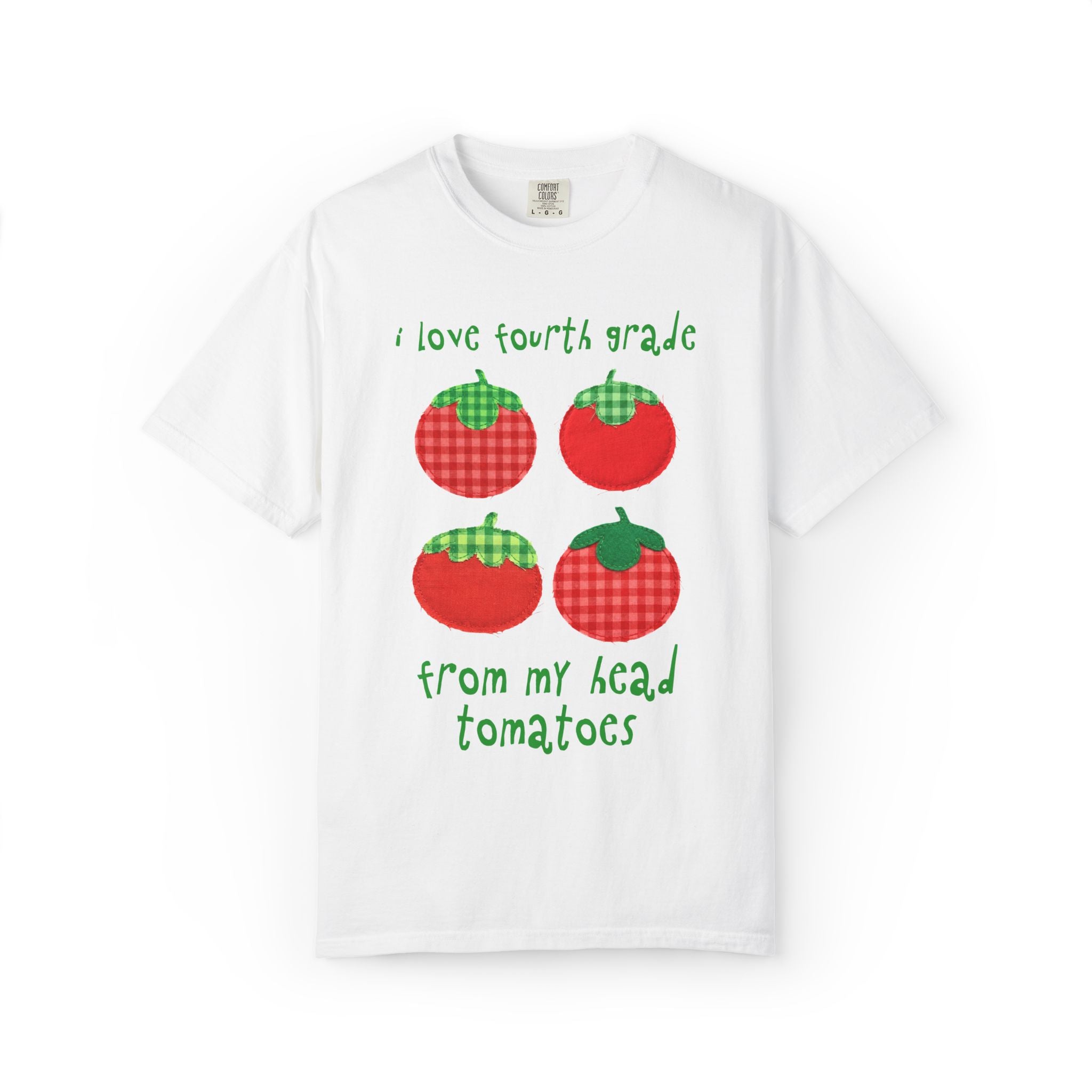 Gardening Fourth Grade Teacher Tee Shirt: I Love Fourth Grade from My Head Tomatoes, Cute Vegetable Gardener, Tomato Lover, Back to School